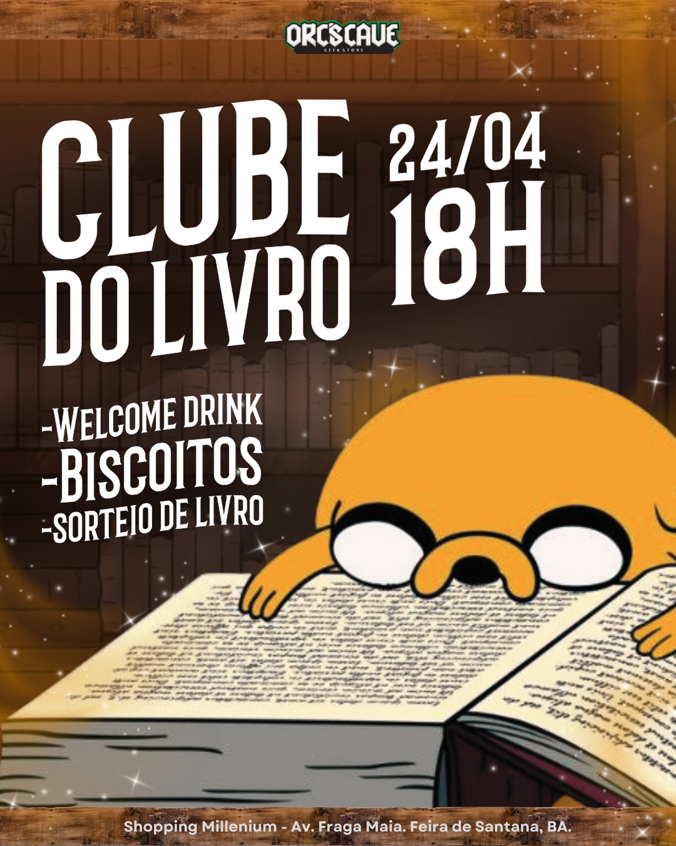 📚✨CLUBE DO LIVRO na Orcs
Dia 24/04 tem encontro marcado pra quem curte uma boa leitura e uns biscoitos 👀
Vai rolar:
📖 roda de conversa sobre livros
🍹 welcome drink especial
🍪 biscoitinhos pra acompanhar
🎁 sorteio de um livro
Um momento leve pra trocar ideia, conhecer gente e falar sobre o que a gente gosta 💚
Chama quem vai contigo 📚 #ler #leitura #sorteiolivro #feiradesantanaba #geek