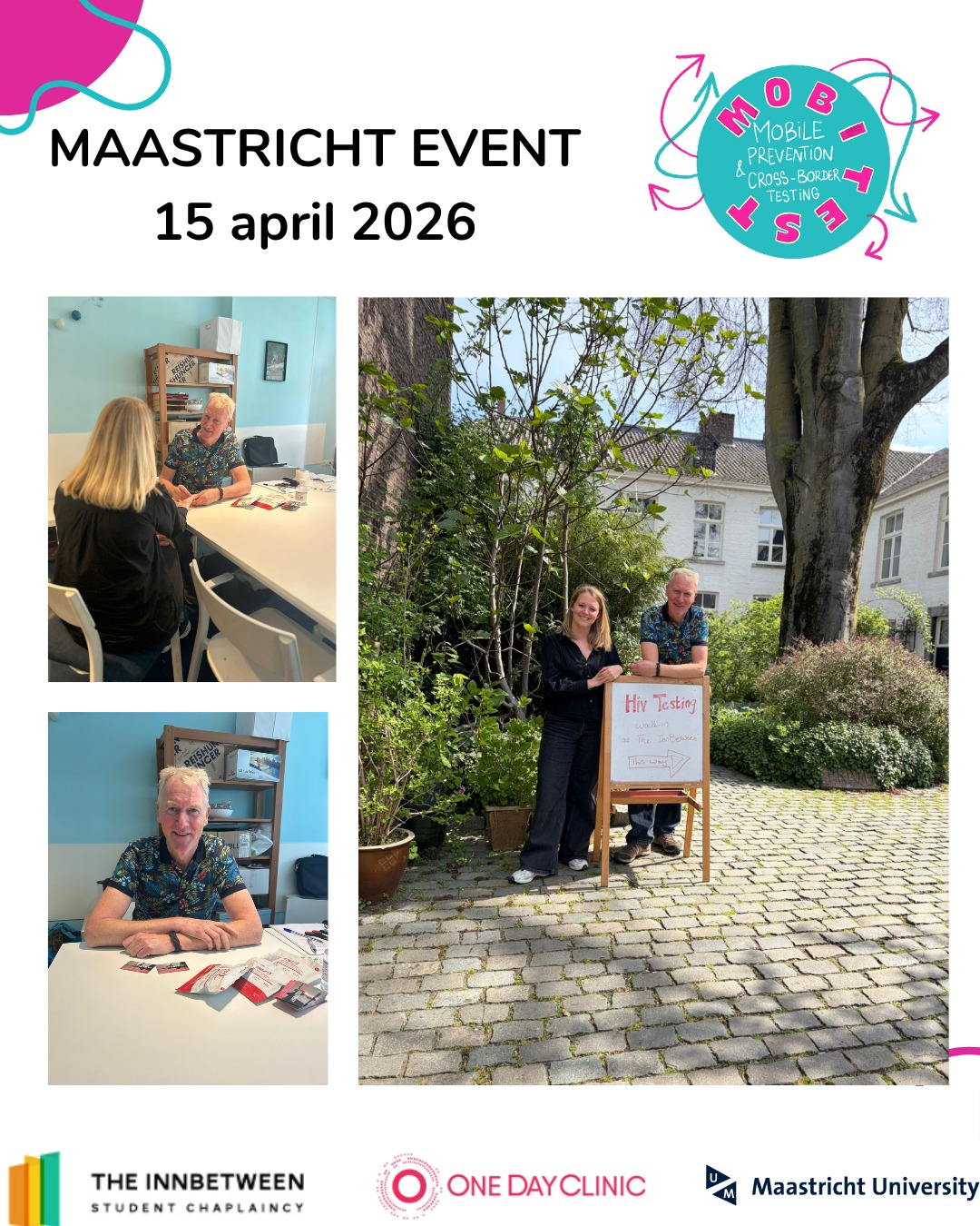 Come by between 15.00.16.00 for a free HIV test and/or sexual health counselling!
We are here to welcome you until 16.00.
Keizer Karelplein 5 (next to the church)
See you ❤️❤️!!