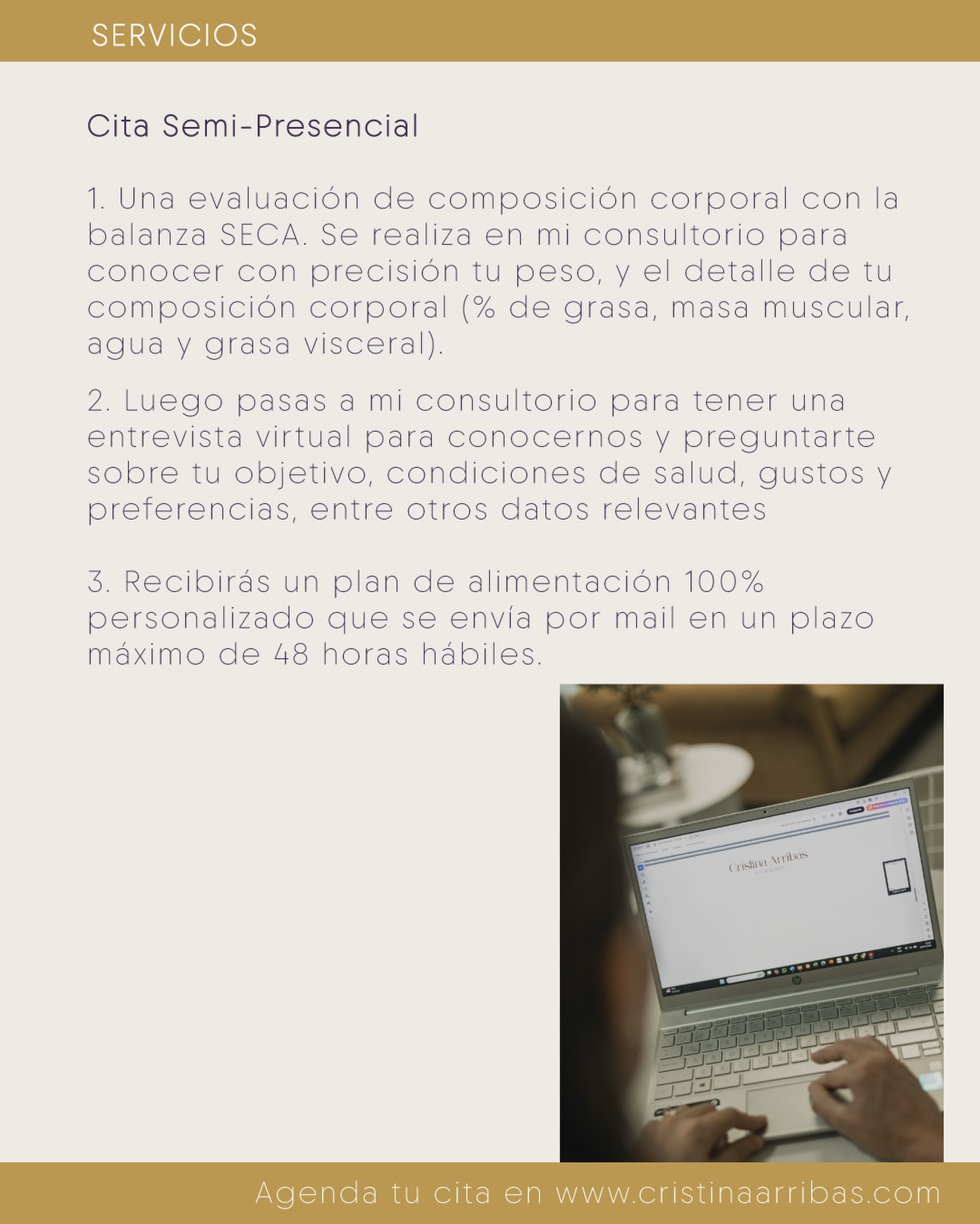 ¿Sabías que puedes agendar una cita semi presencial?✨
Puedes hacerlo escribiéndome por WhatsApp o agendando una cita por la web www.cristinaarribas.com