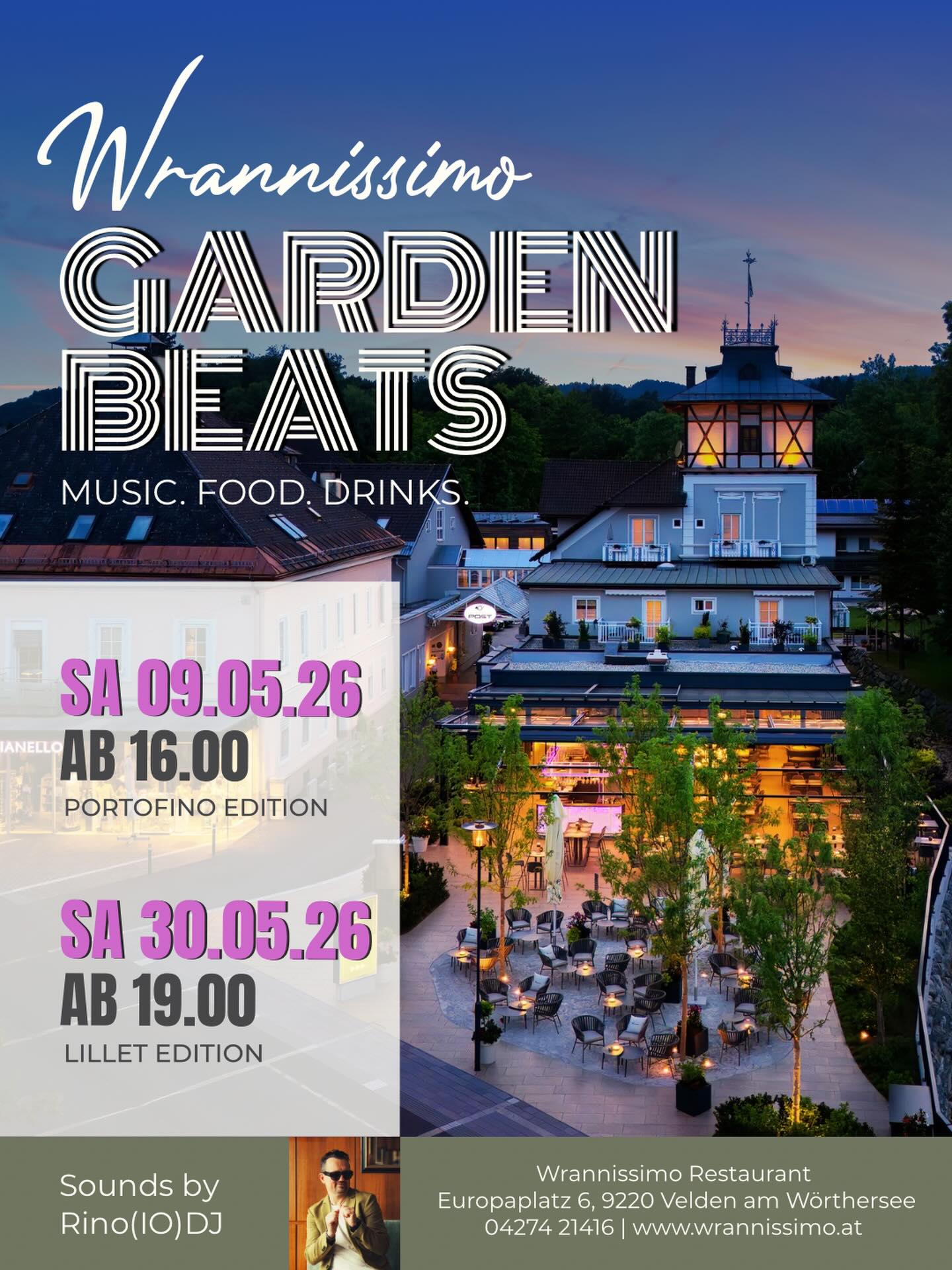 Bereit für etwas Neues? ❤️🔥
GARDEN BEATS meets Wrannissimo.
🎧chillige Musik von @rinoiodj
🍸Drinks & Snacks von uns
☀️direkt bei uns im Gastgarten
📍09.05./ 16-21 Uhr
Portofino Edition
📍30.05./ ab 19 Uhr
Lillet Edition
Wir freuen uns auf euch.