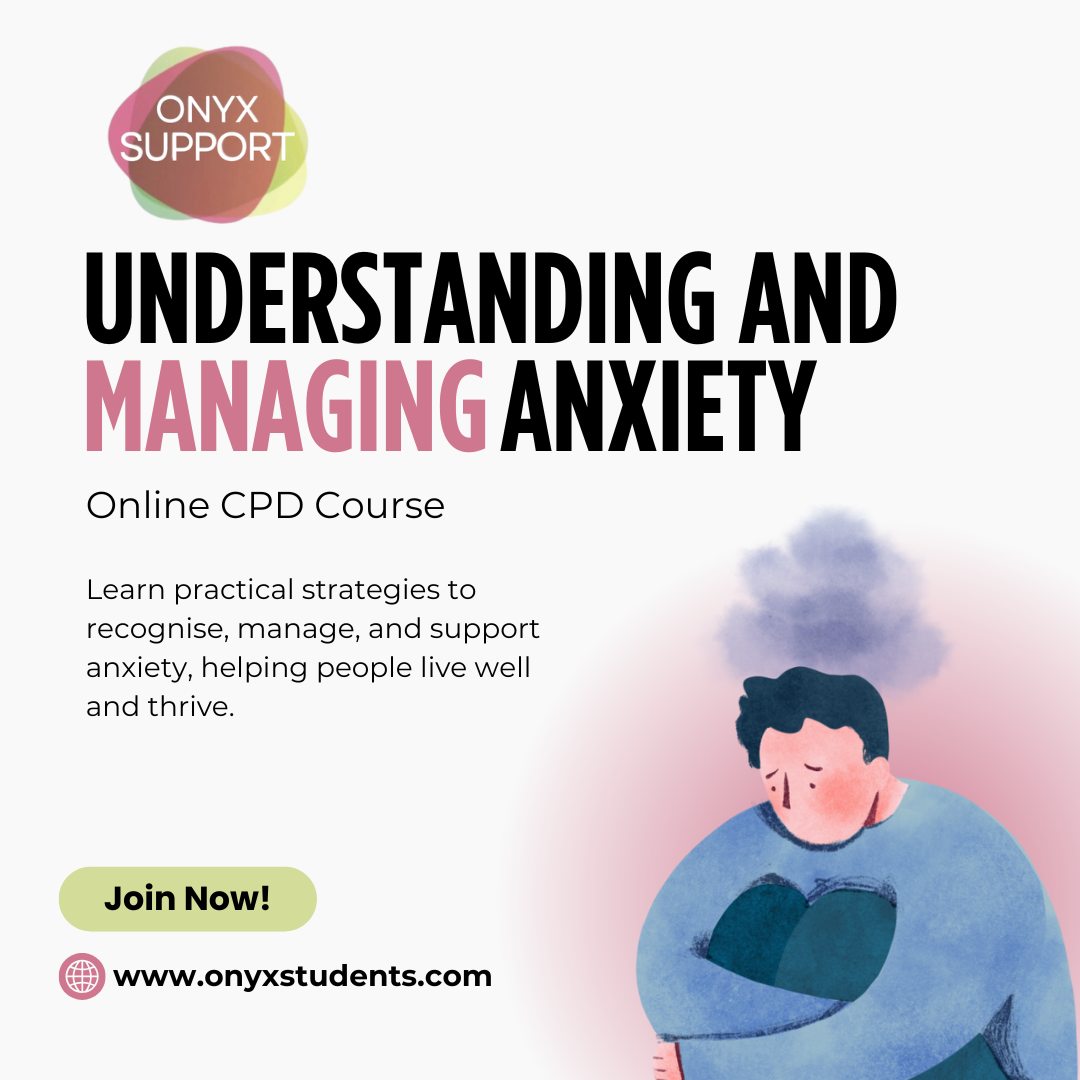 Whether you’re living with anxiety or supporting someone who is, having the right tools can make a real difference. 🌿
This online CPD workshop helps you understand anxiety and learn strategies you can use in real life — to reduce overwhelm, manage stress, and feel more grounded.
📌 Book now: www.onyxstudents.com/cpd
#WellbeingSupport #StressManagement #MentalWellbeing #OnlineLearning #CPDTraining