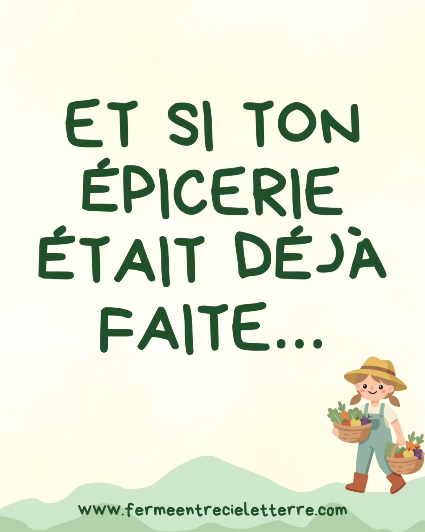 Pu d'excuses!!! Anyway t'as besoin de manger au moins 3 fois par jours et on est là au bout de tes lèvres!
www.fermeentrecieletterre.com (Lien en bio insta) 🍓🥔🥕🍅🍆🌽🫑🌶🥬🧅🥒🧄