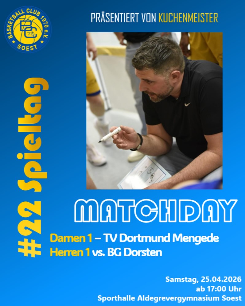 🏀 LETZTER HEIMSPIELTAG DER SAISON | DAMEN & HERREN
Es ist soweit – der finale Vorhang fällt, und wir wollen ihn gemeinsam mit euch in unserer Halle fallen lassen. Kommt zahlreich, macht Lärm – lasst uns die Saison so beenden, wie wir sie begonnen haben. 🙌
DAMEN | 17:00 Tip-Off | Gegen Dortmund Mengede geht es noch einmal darum, den 3. Platz mit einem letzten starken Auftritt zu krönen. Eine sehr erfolgreiche Saison – und die Damen wollen zum Abschluss noch einmal genau das zeigen, was sie dorthin gebracht hat.
HERREN | 19:30 Tip-Off | Eine beeindruckende Spielzeit als Aufsteiger in der 2. Regionalliga neigt sich dem Ende zu – und gegen die BG Dorsten (aktuell Platz 3) wollen wir die Saison gebührend abschließen. Ein letzter Heimsieg soll her. Der Tabellenplatz ist gesichert – die Motivation ist es erst recht. 💪
📅 25.04.2026 📍 Sporthalle Aldegrevergymnasium
Zeigt unseren Teams, dass sie auch beim letzten Heimspiel auf euch zählen können. Wir sehen uns! 🏀🔥