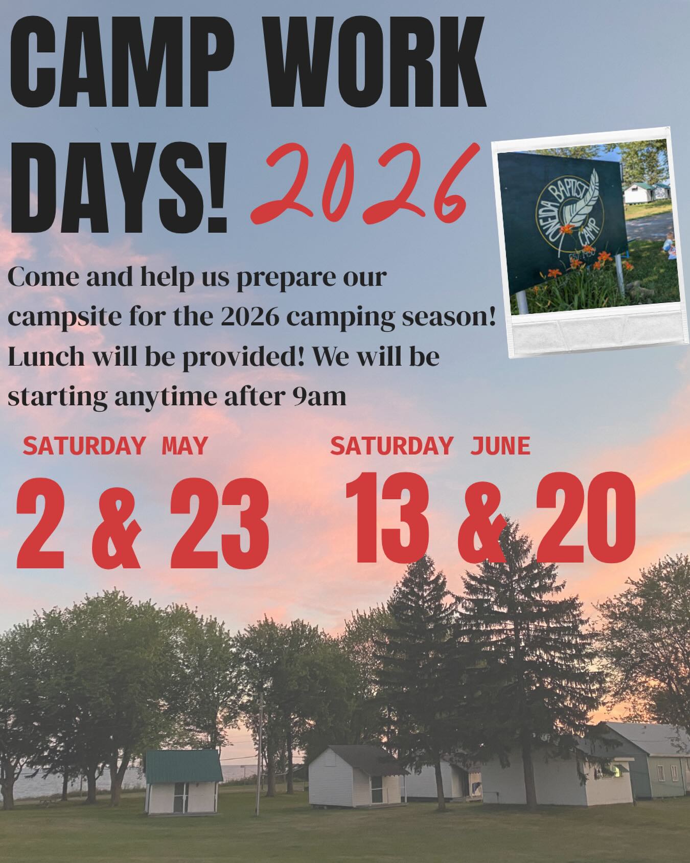 It’s that time of year where we start readying our campsite for the summer!
Come out and join our work days this 2026 season!🛠️🏕️☀️