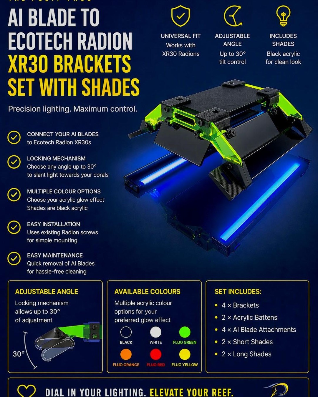 Dial in your lighting. Elevate your reef. 🔥
Our AI Blade to Ecotech Radion XR30 Brackets Set gives you full control over your setup — combining sleek design with serious functionality.
✔️ Universal fit for XR30s
✔️ Adjustable up to 30° for perfect coral coverage
✔️ Built-in locking mechanism
✔️ Clean gloss black shades included
✔️ Fluorescent acrylic options for that signature glow
Designed to look sharp. Built to perform.
Ready to upgrade your lighting game?
UK: https://www.thepolyppros.co.uk/product-page/ai-blade-to-ecotech-radion-xr30-brackets-set-with-shades
EU: https://www.thepolyppros.eu/product-page/ai-blade-to-ecotech-radion-brackets-set-with-shades
#thepolyppros #reefkeeping #aquariumlighting #ecotech #radionxr30 #aiblade #reefaddict #coraladdict #aquascaping #marinereef #reefnerd #customaquarium #aquariumsetup #reeftank #fragtank #coralcare #aquariumhobby #reeflife #allmymoneygoestoreef #ilovemyjob #lightsout #reefgoals #aquariumcommunity #reefkeepersofinstagram #marinereefkeeping