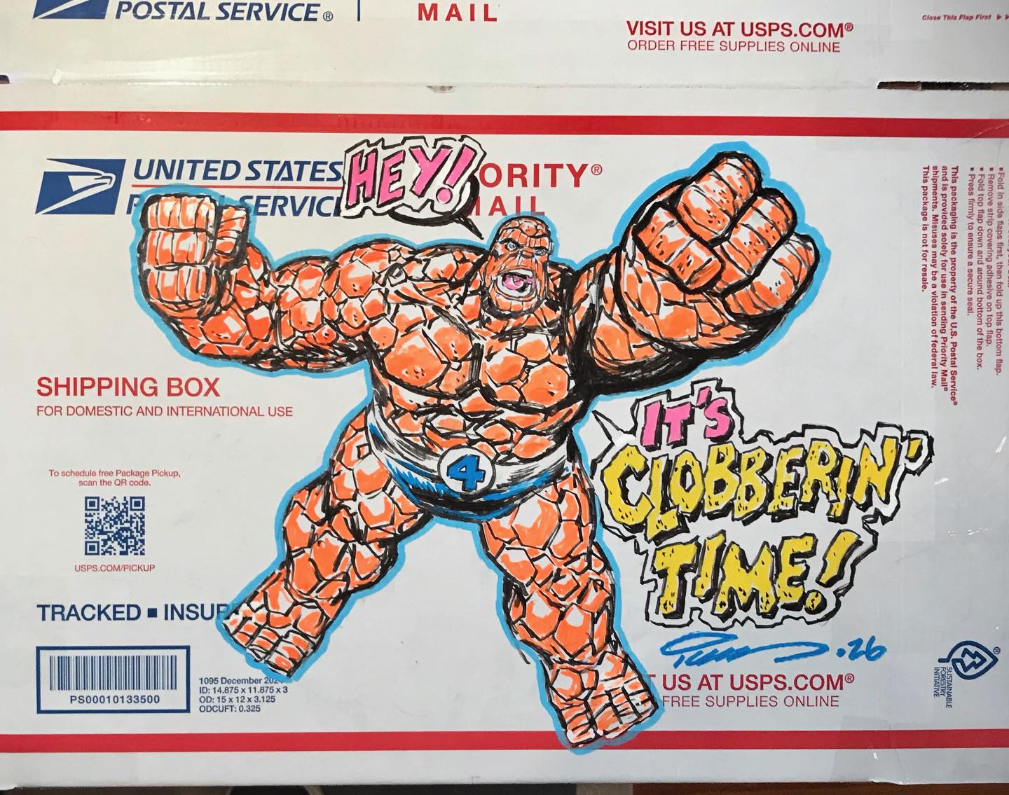 There will be a live drawing stream tonight at 8pm est on the usual platforms. Here’s a box doodle from a recent batch that went out of Marvel’s The Thing for my pal @jeffrey.mcclelland . We’ll recap the Little Giant Old School Comic Show, I’ll show off what I picked up and got signed, we’ll update the UH campaign and work on some commissions from it. Hope to see you there! #comics #comicart #comicartist #streaming #thething