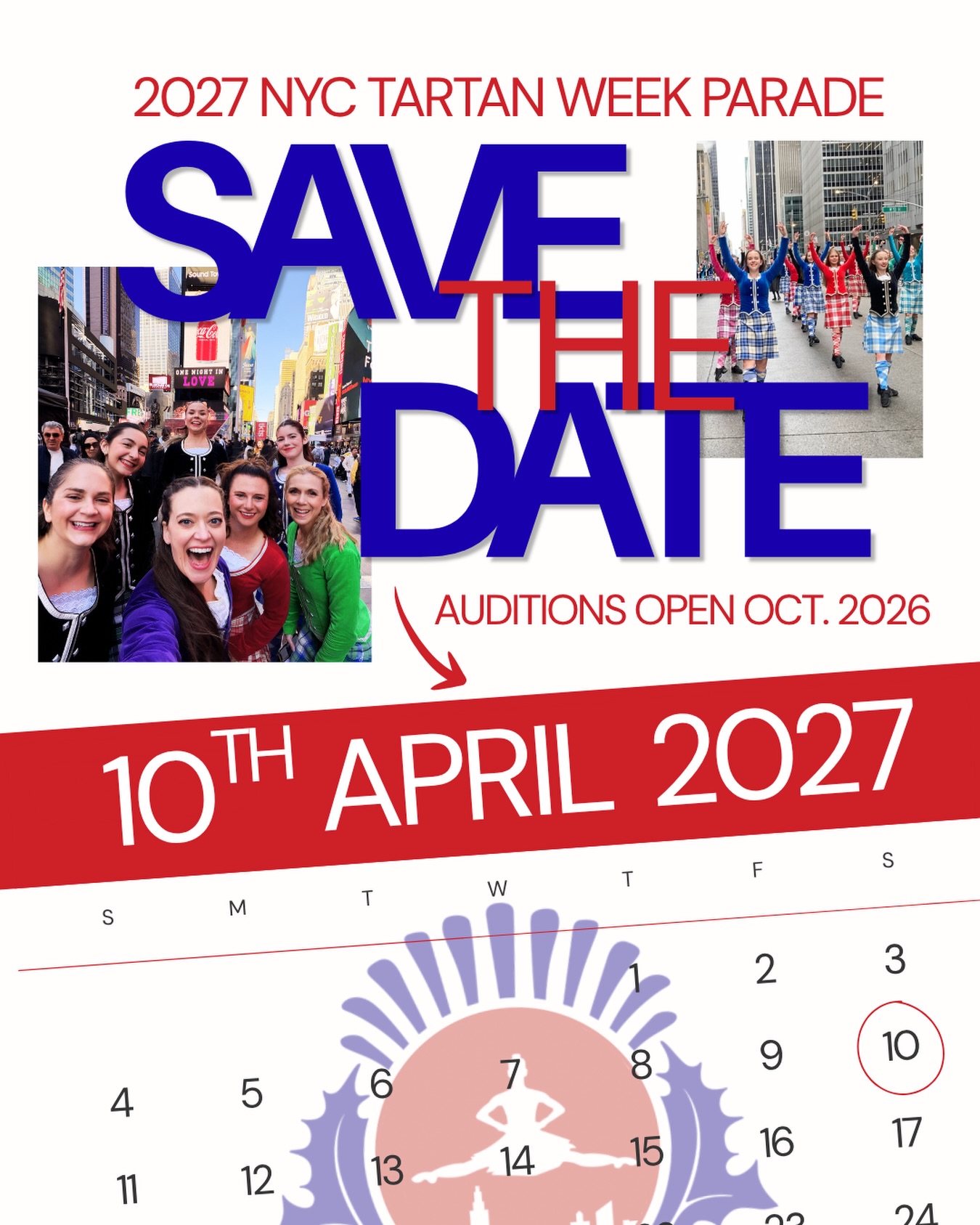 π£ Mark your calendars! The NYC Tartan Week Parade will take place on 10th April in 2027. Fling Together Collective Dance Team auditions for 2027 NYC Tartan Week are slated to go live late October 2026. π Stay tuned for more info! #flingtogether #highlanddance #nyctartanweek
