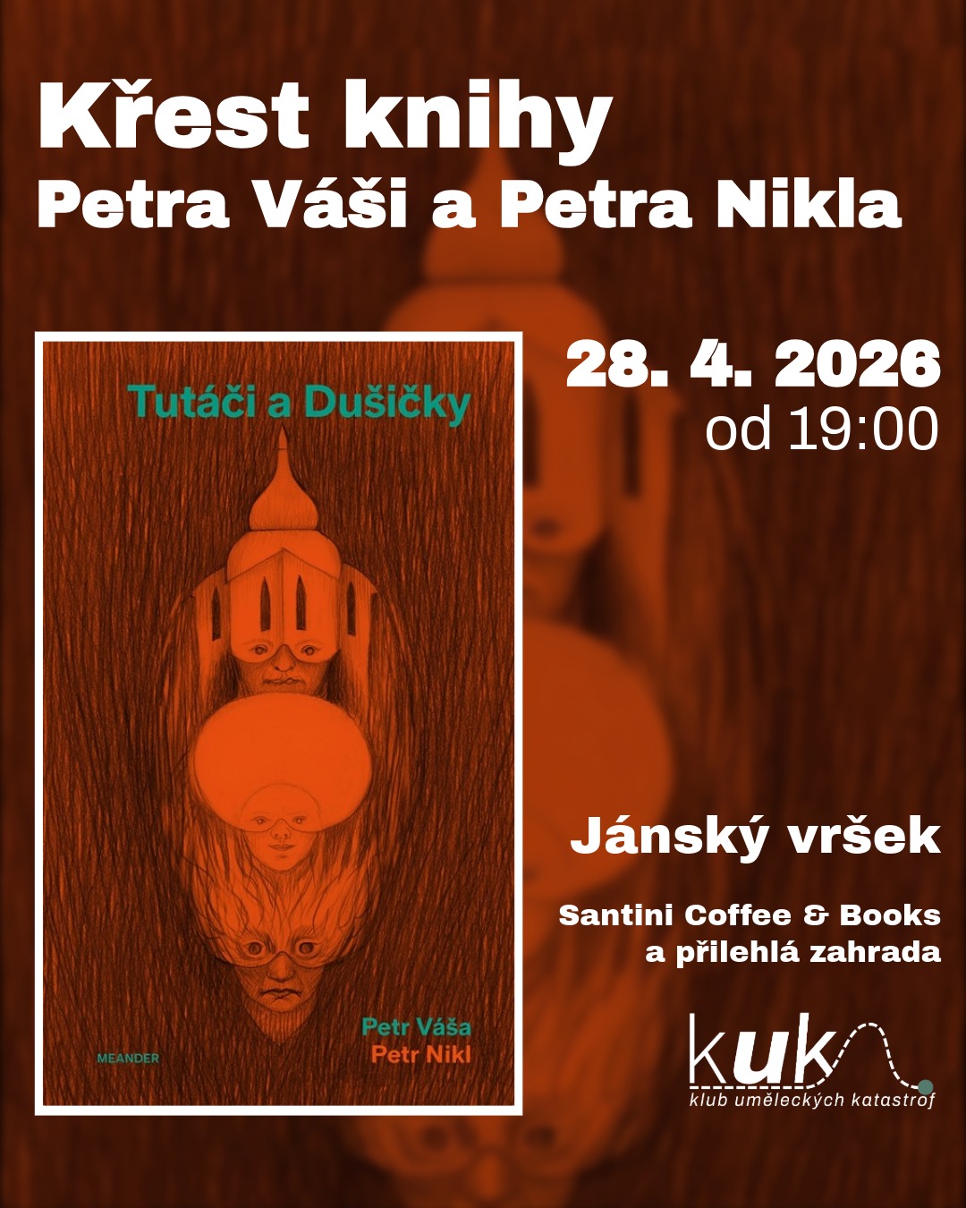 Přijďte na křest knihy Tutáči a Dušičky! 🎭 Tato novinka od Petra Váši a Petra Nikla je inspirována i naším letním barokním soustředěním a putováním po stopách J. B. Santiniho. Možná si vzpomenete na rozehrávání pověstí i závěrečný průvod z Jánského vršku do zahrady... ✨ Právě tam se 28. 4. od 19:00 u kavárny Santini Coffee & Books sejdeme, abychom knihu společně pokřtili. Těšíme se na vás!
#kukdivadlo #zusstitneho #dramatak #tutaciadusicky #krestknihy #santini #divadlo #literatura