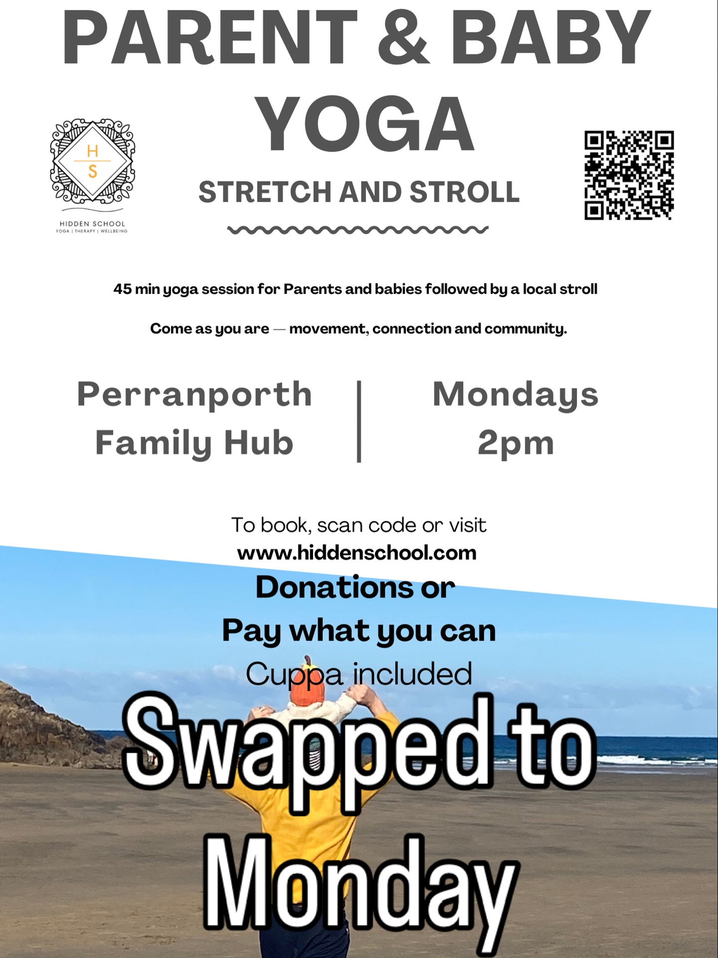 🌟 Baby yoga has a new day!
Based on your feedback, we’ve moved — and our Parent & Baby Yoga sessions are now on Mondays! 🎉
If you’ve got a little one aged 0–1, this one’s for you 🧡
🤱 Parent & Baby Yoga
📅 Mondays at 2pm
📍 The Family Hub
✨ Starting 27th April
45 minutes of yoga where you and your baby can come exactly as you are — followed by a cuppa ☕ and an optional walk and talk in the fresh air 🌿
Donation based & open to all — because every family deserves a space like this 💛
Spaces must be booked — link in bio!