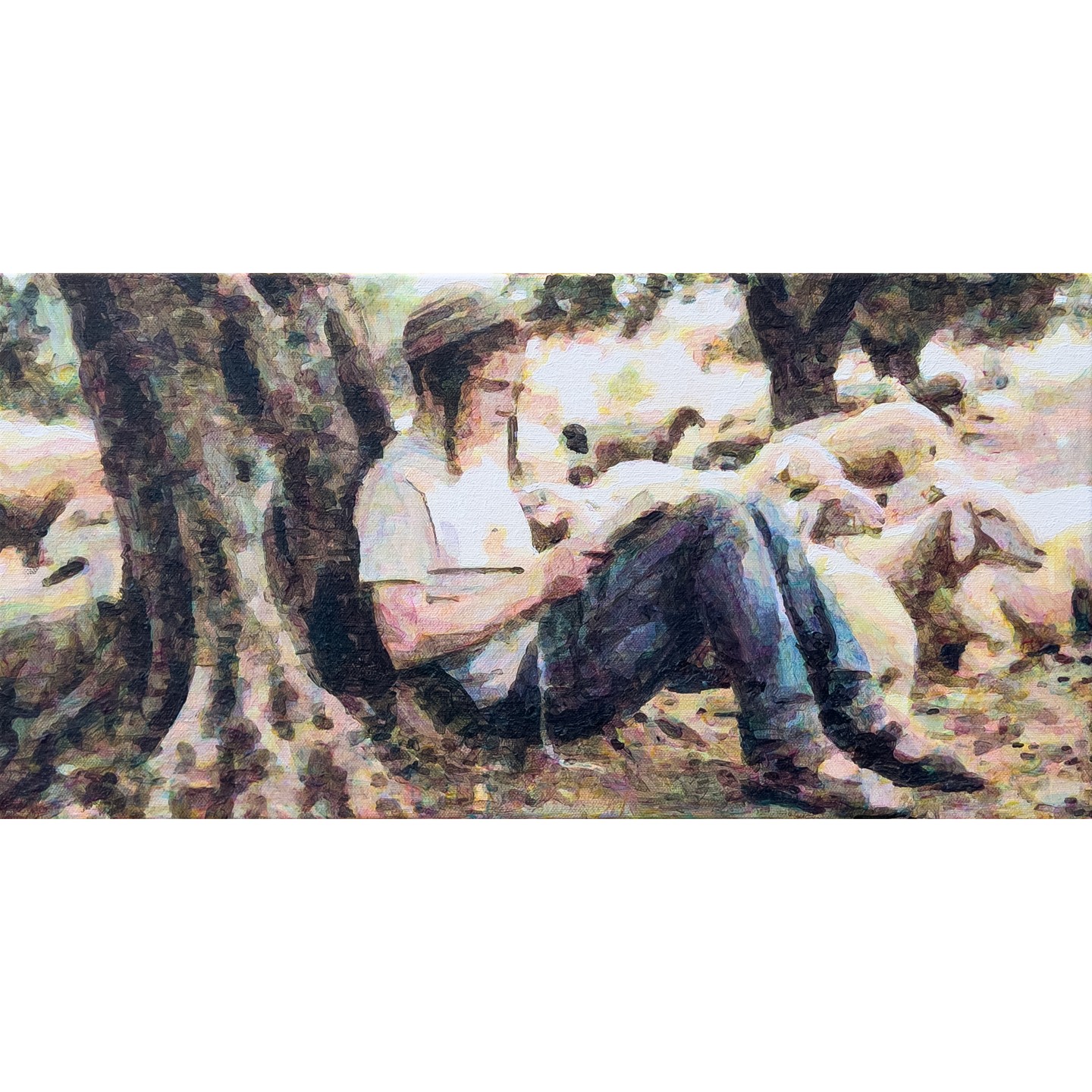 Shepherd 20”x10” acrylic on cotton canvas.
#judaicaart #jewishart #judaicapainting #shepherd #Jerusalem #israel