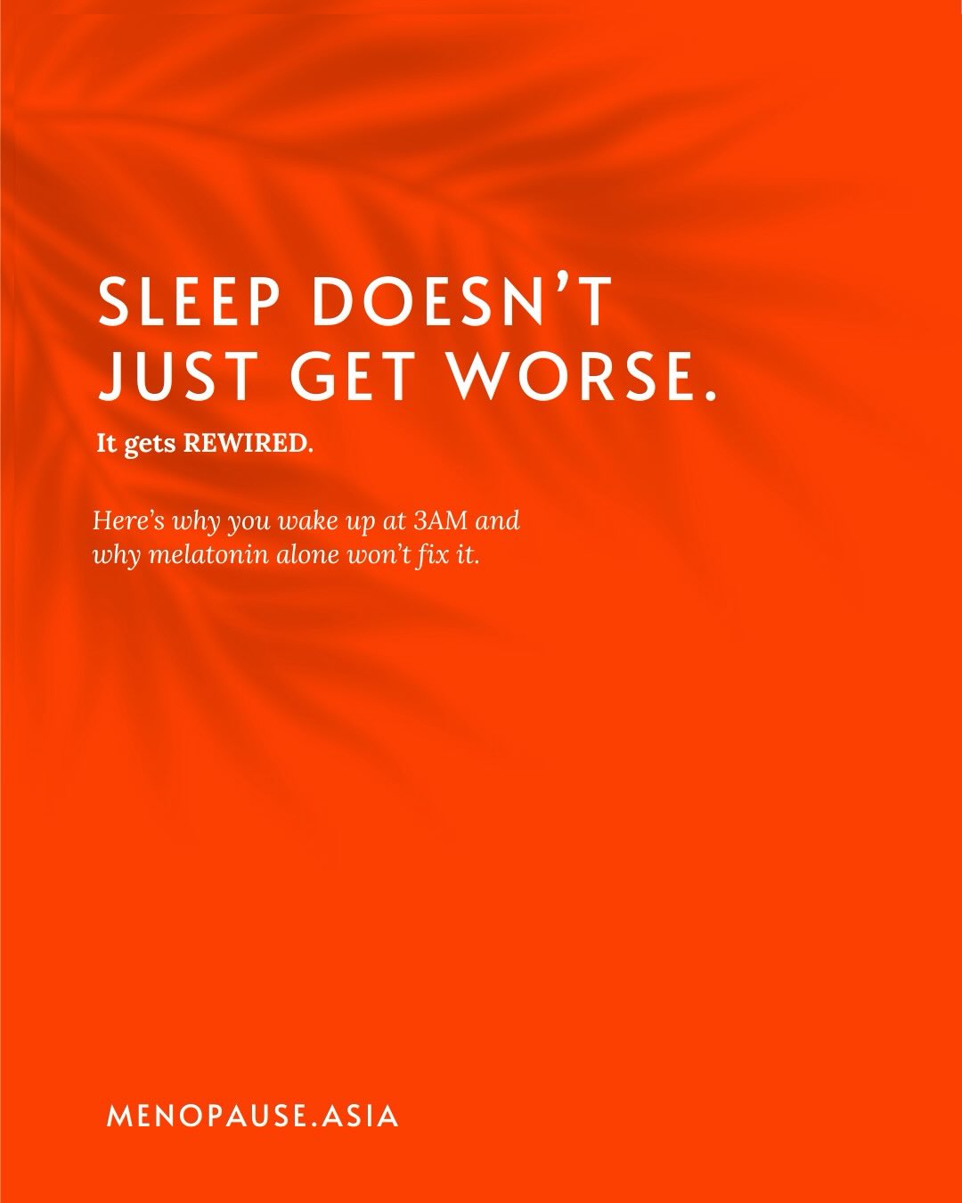 Youโre not imagining it. Your sleep has changed.
And itโs not stress. Itโs not age. Itโs not something you just have to accept.
Itโs your hormones.
In perimenopause, estrogen doesnโt just decline - it becomes wildly unpredictable. And progesterone, the hormone that calms your nervous system and helps you stay asleep, drops steadily and doesnโt come back.
The result? You might fall asleep fine (or not!). And then you wake up at 3am and lie there wondering what is wrong with you.
Nothing is wrong with you. Your biology changed. And nobody told you.
1 in 3 working Malaysian women aged 40โ60 report sleep disturbance as a top menopause symptom. Most never sought care for it.
That ends here.
Swipe through to understand whatโs actually happening - and what you can do about it.
For educational purposes only. Not medical advice. Consult your doctor.
Source: Damodaran et al, Climacteric Journal, June 2025
โโโโโโโโ
Weโre ๐ ๐ฒ๐ป๐ผ๐ฝ๐ฎ๐๐๐ฒ ๐๐๐ถ๐ฎ -connecting you to licensed physicians for personalised menopause care, and supporting you with education and community.
๐ฌ We believe no woman should have to navigate this alone.
#MenopauseAsia #SeenAtMidlife #MenopauseAwareness #WomensHealth #MidlifeHealth