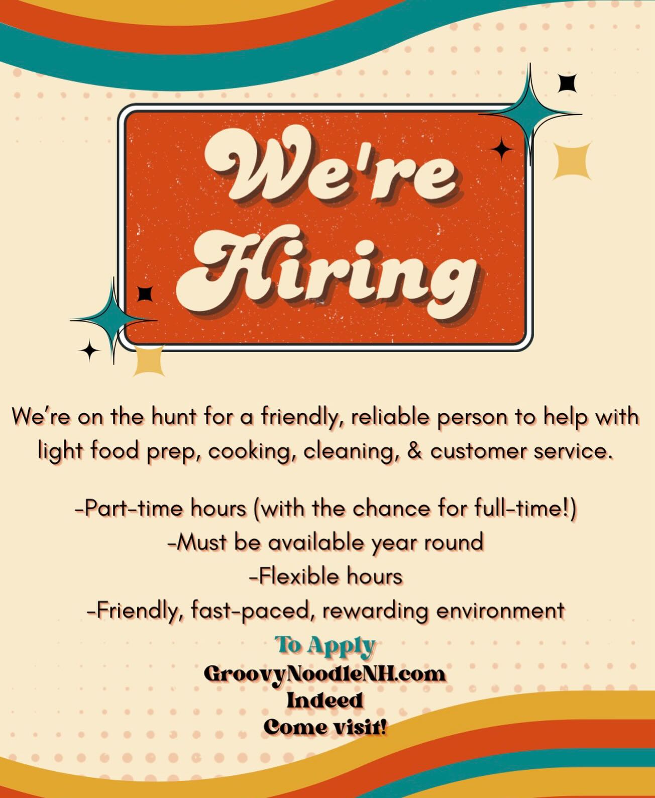 We’re looking for you! 🪩
To apply head on over to our website, indeed, or come visit!