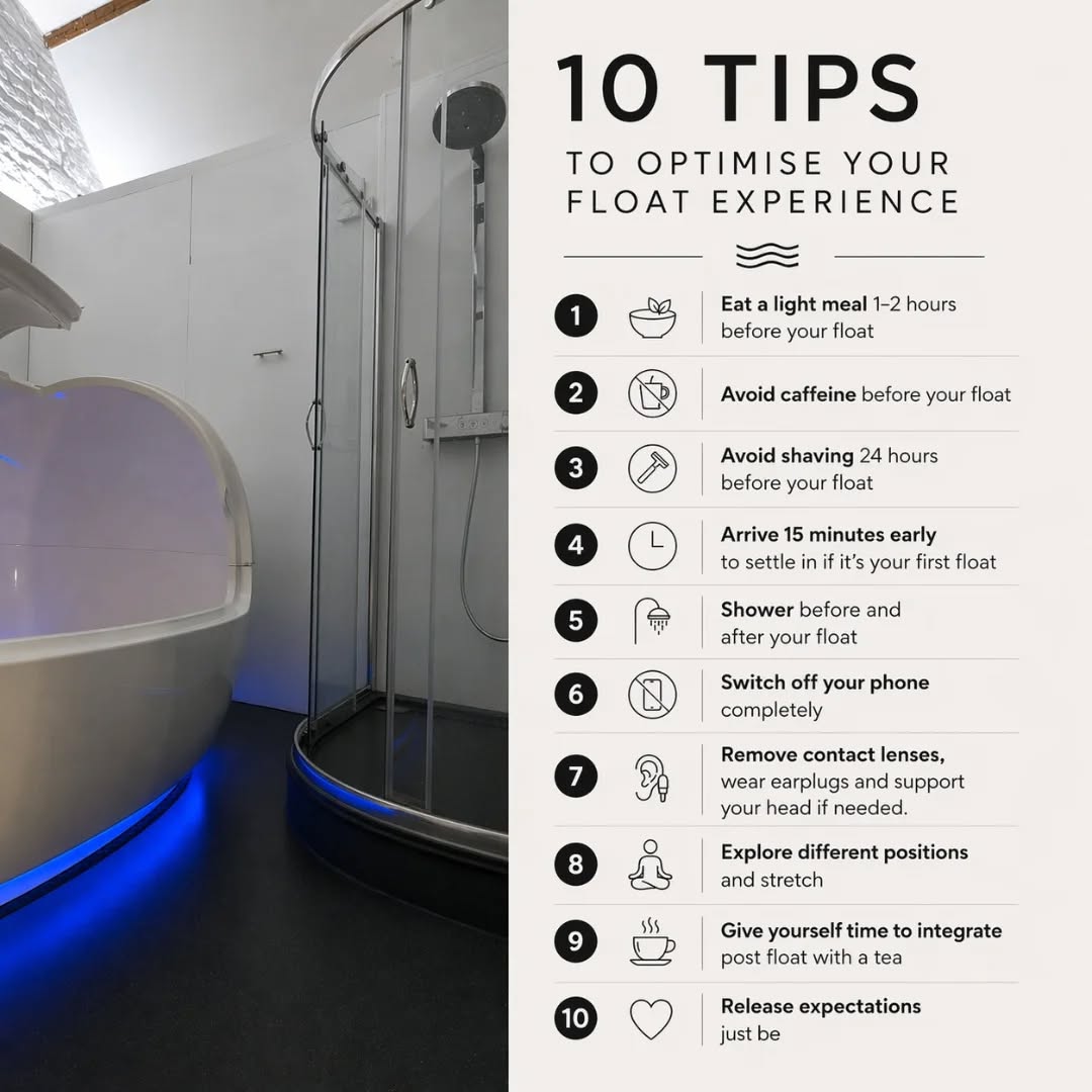 Floating is simple...but a few small tweaks can transform your experience ๐ฆโจ
#floattherapy #wellnessjourney #floatcentre #deeprest #mindfulness
