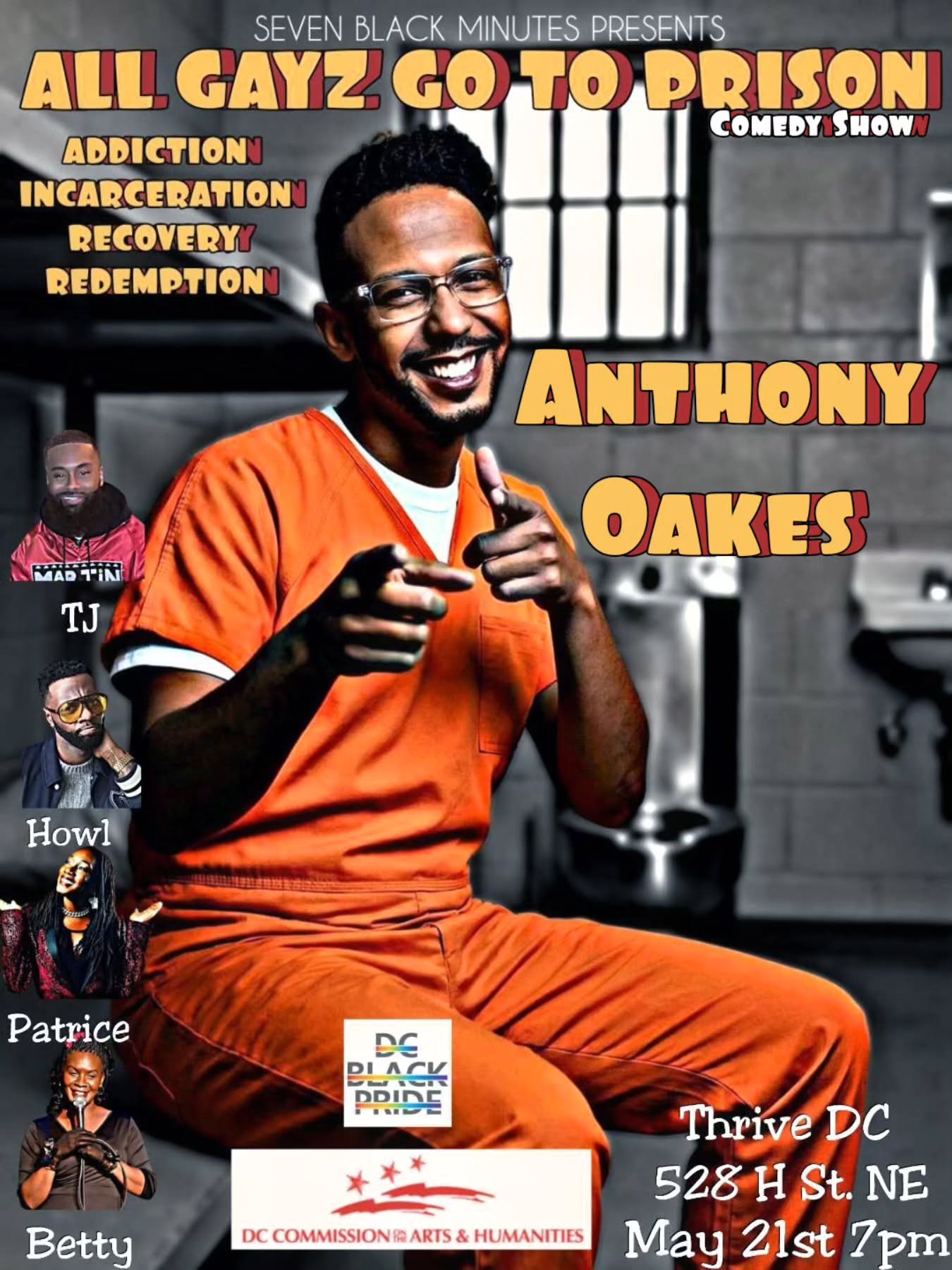 Join me for DC Black Pride as I workshop my new hour about my former cocaine addiction, incarceration, recovery, and how I found redemption.
Hosted by the hilarious Apple Brown Betty with TJ So Silly, Howl Cooper, and featuring Patrice Deveaux. Libations will be provided by Drink Alchy.
📸✨️ RGF ENT
🎵 🎶 DJ ART.IS
Thank you to Thrive Hair Bar DC. Special thanks for partial funding by DC Arts and Humanities.
This will be a magical night in an intimate space. We look forward to sharing our gifts with you.
Ticket link in bio...