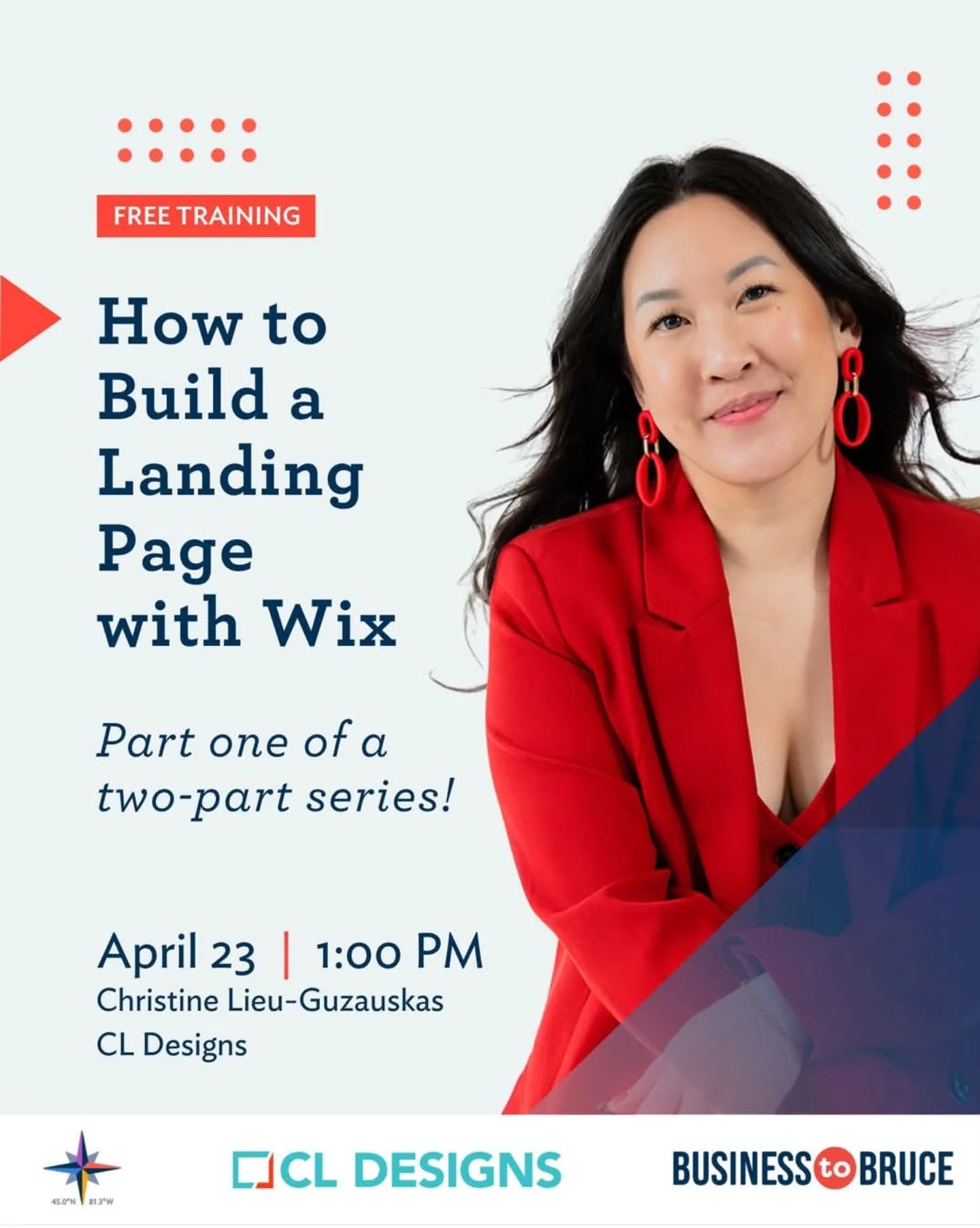 Want to create a landing page but not sure where to start?
I've partnered up again with @brucecountyeconomicdevelopment to offer a FREE workshop just for YOU!
Join this hands-on workshop and learn how to confidently create a high-conberting landing page in Wix. By the end of the session, you'll have strong foundation and working steps to your website draft so you can continue refining to soon hit publish on it.
In this session, you’ll learn how to:
💡Choose the Wix plan that fits your needs
💡Structure your landing page for clarity and conversions
💡Use strong messaging and calls-to-action
📅 April 23, 2026 | 1:00PM–2:00PM
The best part? ✨ This is only part 1 of a 2-part series we're doing to dive into your important questions as you navigate website design further in May together.
Register now for free on @Eventbrite. Link is in my IG stories. 👋 Can't wait to see you there!
#Workshop #Speaker #WebsiteDesign @wix