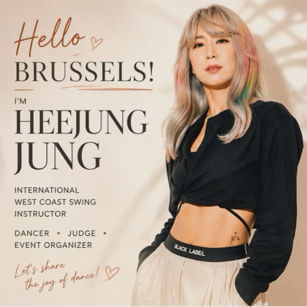 Meet your amazing teacher! 🤩
With a personal note from @heejung_dance to you—>
Hello Brussels! 🇧🇪✨
I am beyond excited to announce that I’ll be heading to Brussels on May 30th for a special West Coast Swing workshop! 💃
For those who don’t know me yet, my journey with movement began with over 10 years of martial arts training, followed by years in hip-hop crews. Since falling in love with West Coast Swing in New York in 2008, I’ve dedicated my life to sharing this dance as an international instructor and the organizer of the Korean Open.
To me, dance is my language. I travel the world to help dancers find their own style and express their true selves through authentic connection.
What we will focus on:
Foundations: Deepening your connection and fluency for a smooth dance.
Movement & Body Control: Developing balance and dynamic movement quality.
Musicality: Understanding the music to express your unique voice.
Whether you are building your basics or looking to evolve your dance to the next level, I can’t wait to share the joy of movement with the Brussels community!
See you on the dance floor! ❤️
‼️Remember registration opens the 29th of April at 18h30