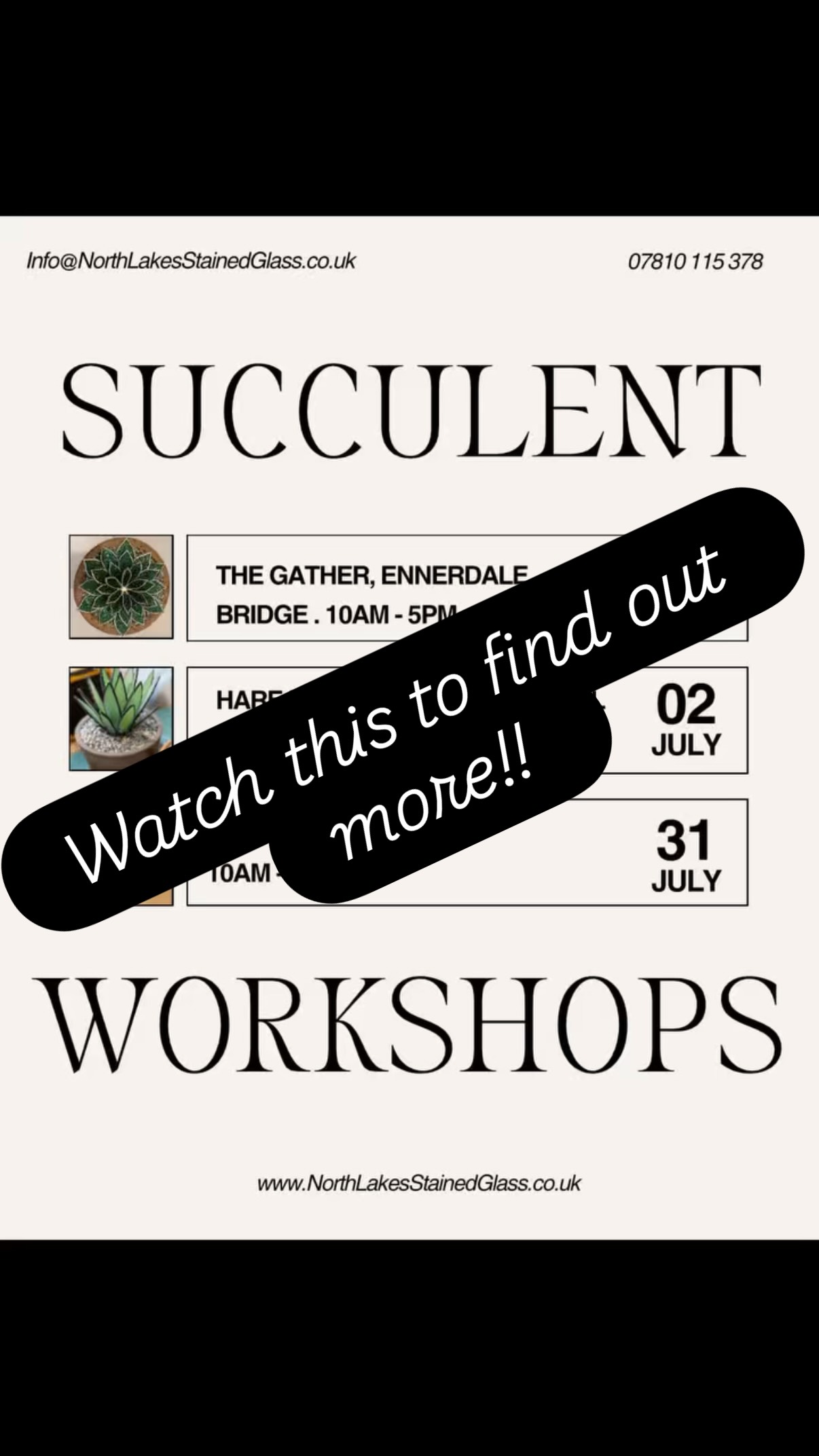 Want to learn a traditional heritage craft, but with an exciting contemporary twist?? Why not come take my 3D potted succulent workshop?!
These guys did and it was by far my most popular course of 2025! And I now have availability over the summer, with 3 dates at venues in the North, West & South of Cumbria. 🥳😍
Places will go quickly, so get in touch ASAP.
The classes in Keswick & Ennerdale can be booked through my website https://www.northlakesstainedglass.co.uk/book-online
The Hare Hill Barn class can be booked directly with the venue at https://www.harehillbarn.co.uk/course/everlasting-succulent-glass-class/
#StainedGlass #craftworkshops #creativeclass #lakedistrict #loveit
@hare_hill_barn @thehappyherdwick @edenvalleyartisticnetwork @cumbrialifemag @arts_cumbria @thecumbriaguide @lakedistrictcumbria @cumbriathrive @cumbria_tourist_guides @make_it_at_market @bbccumbria @the_makers_mill @rheged_centre @gatherennerdale @blackwellartsandcrafts @britboxtv