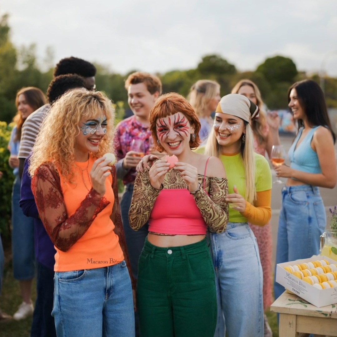 Sweet treats and even sweeter memories. 🍡 There’s nothing like a golden hour gathering with the best crew. ✨ #GoldenHour #SweetTreats #GardenParty #FriendshipGoals #SummerVibes #MacaronMagic