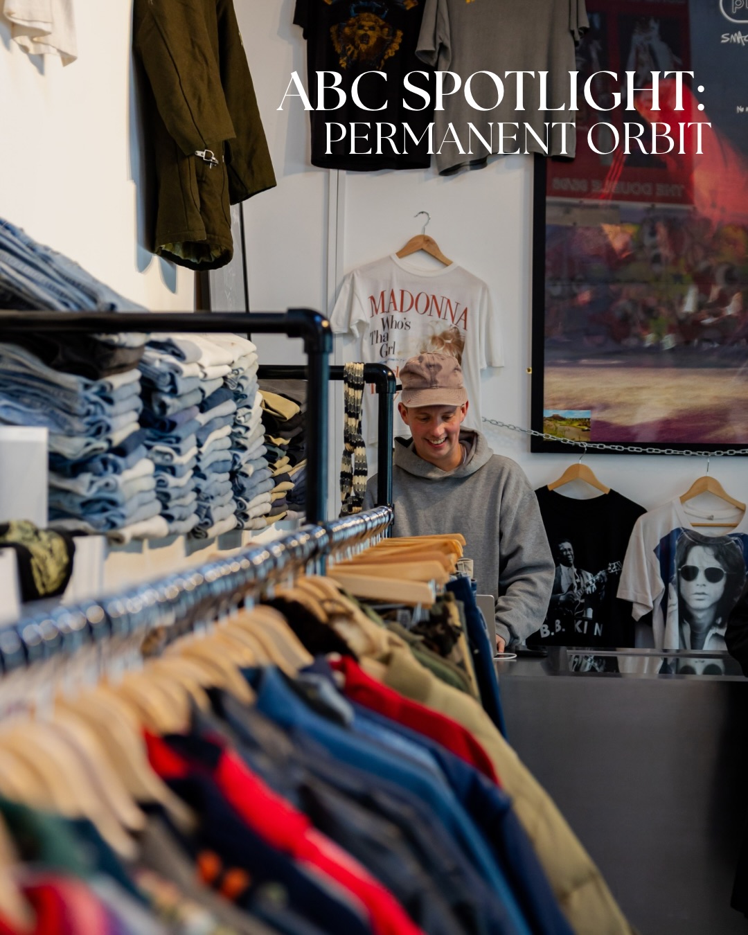 Last month we sat down with Joe, founder of @permanentorbit for a chat. For those unfamiliar, the triple-height space is filled with curated vintage, one off finds and handmade homeware bits. Here’s what he had to say on brand, community and the future 🫶
The journey so far:
We started around first lockdown, buying & selling bits online after losing my job as a menswear buyer. 1 year later we got offered the shop and we’ve never looked back, constantly pushing the direction and solidifying our aesthetic (hate that word).
What’s it like to work within ABC / St John’s community:
I really love the ever-growing community around this side of town, it feels like a totally new creative and calm environment for like minded people/businesses.
Most exciting pieces/projects to date:
Theres been so many great bits we’ve had over the years! Currently we’re really loving extremely faded and thrashed work wear and tee’s, anything that almost shows the journey (and quality) of the item. More notably though having bits from the shop styled on Drake, that was pretty mad. Lil Yatchy returning and loving the shop. In the future though we have a lot of exciting projects, certainly over the next 6 months.
What are you working on (that we can share):
Furthering PO as a brand, we’re working on our own brand label as well as focusing on consistency of the stock in store.
What’s your read for the future, any predictions:
I think digital fatigue is becoming more prevalent and it’d be nice to see a few more independent, physical shops around town and further afield. On a wider scale I’d just like to see retail in general pick up, more stability for everyone.
Follow @permanentorbit and pop in at @abc.buildings