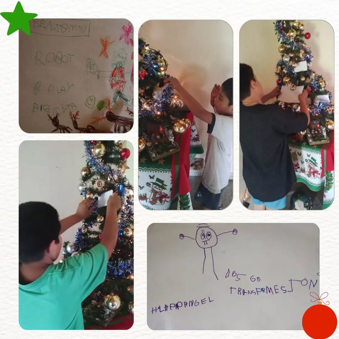 🌠Se acercan las fiestas y en Ciudad de los Niños no dejan de ser tiempos emotivos y reflexivos. Compartimos imágenes del armado del arbolito y ahora mostramos las cartas que se hicieron para Niño Dios. Pensando en algo material que les gustaría tener, y también en deseos más profundos. Algunas cartitas van a estar en los arbolitos de las casa y las cartitas de los deseos van a estar en la Capilla como parte de las ofrendas que ofrecemos a Jesús en esta navidad. Para el común de la gente, los deseos giran en torno al disfrute, bienestar u ocio; en cambio, las infancias de Ciudad piden algo tan básico e indispensable como una familia, algo tan elemental para el desarrollo de las personas. Ellos piensan en esos hermanos que no pueden ver, anhelando su bienestar y en una familia los haga parte de sus vidas, sus deseos giran en torno al amor, a la contención, en una familia que los abrace. 🎄Esta realidades no deben quedar en un deseo, sino que cada niño y niña tienen el derecho de tener garantizada una familia. Fue un momento muy emotivo, se acompañaron en el pedido. Con estas cartitas queremos materializar y generar consciencia de estás realidades que forman parte de nuestro país. En esta navidad acompañemos sus deseos, que son muy sencillos pero parecen tan difícil de conseguir. Hablamos de la navidad como un nacimiento, una nueva oportunidad donde eso que anhelamos se puede hacer realidad ♥️
#navidad #CiudadDeLosNiños #consciencia #niñez #deseos
