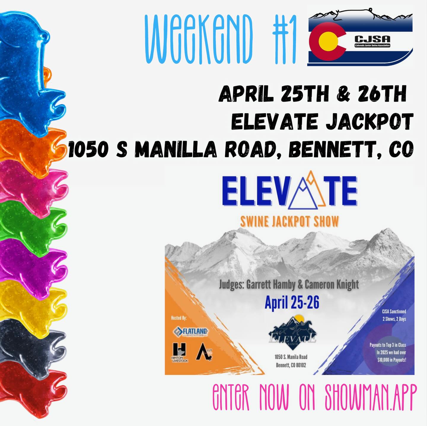 It’s finally show week! Join us in Bennett this weekend at Elevate Jackpot for the first set of shows.