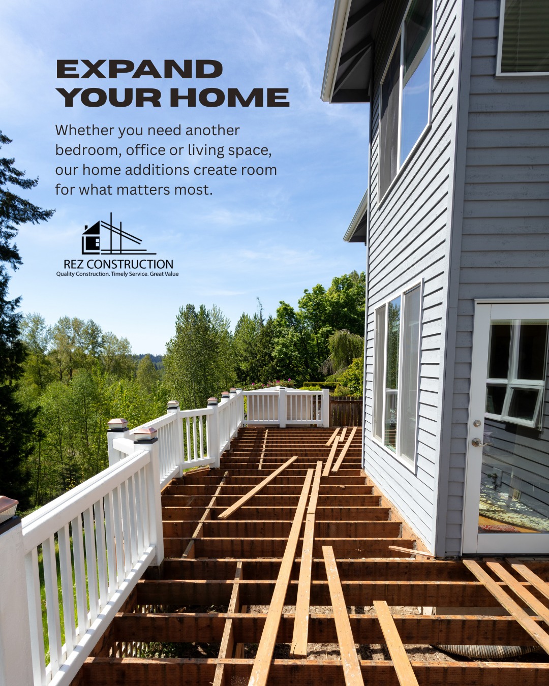 Whether it’s an extra bedroom, a home office or a larger living space, our home additions are designed to give you more room for what matters most.
With careful planning and professional construction, we make sure your addition blends seamlessly with your home while adding both comfort and value.
#homeadditions
#roomexpansion
#homerenovation
#residentialconstruction
#customhomeprojects
#qualityconstruction
#dreamhomeupgrade
#rezconstruction