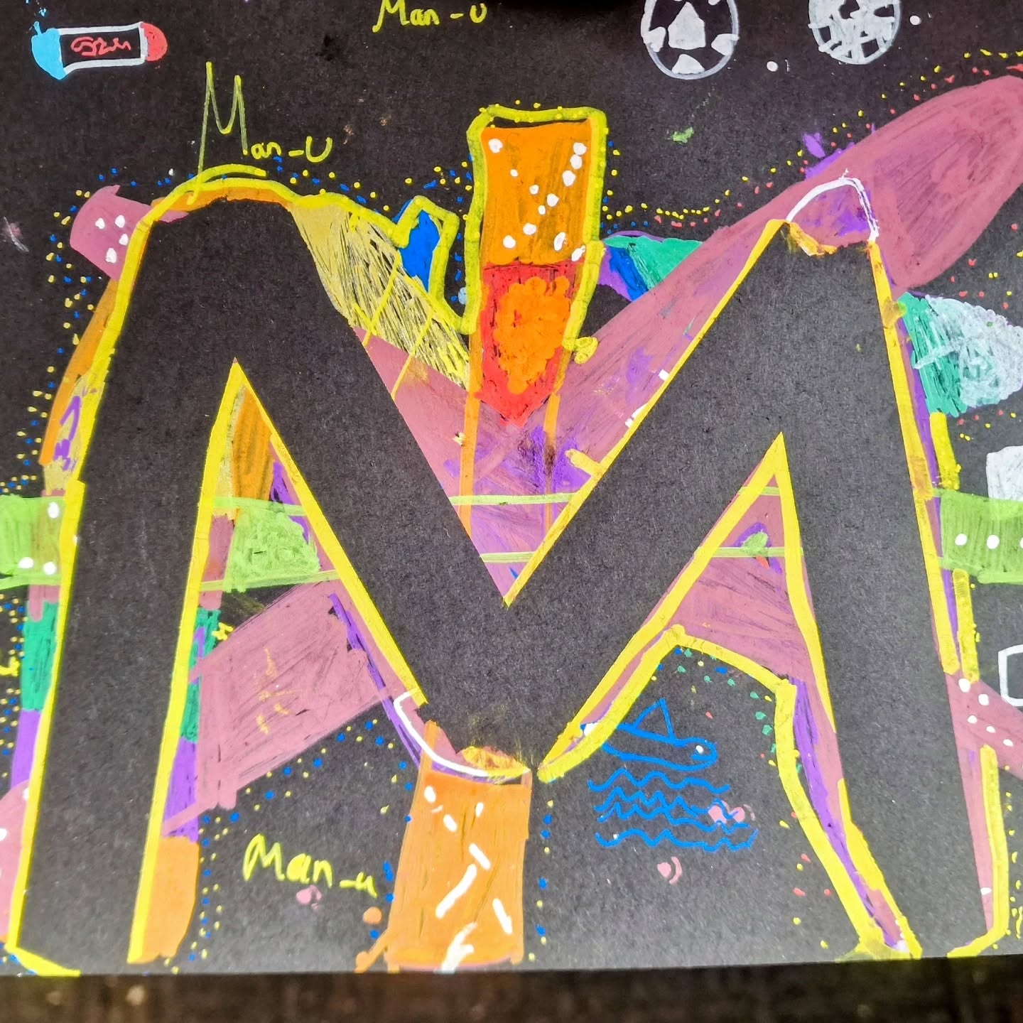 With so much concentration, care and commitment, these are just a handful of the designs we've been working on this week! Bright, cool & lots of fun. #posca #initials #asd #adhd #challenge