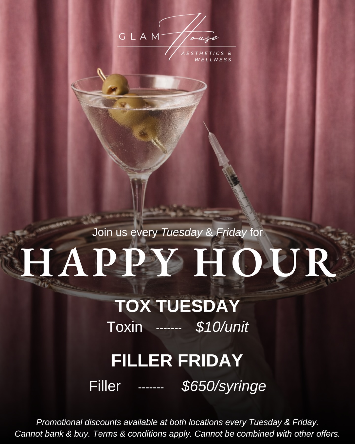 Your favorite kind of happy hour just got an upgrade đ¸â¨
Join us every week for a little self-care moment:
đ Tox Tuesday - $10/unit (every Tuesday, all day when you book for Tuesday)
đ Filler Friday - $650/syringe of lip filler (every Friday)
Same elevated results⌠just a little more fun đ
Appointments are limited and these always fill fast, so donât wait to book your spot. Because looking refreshed should feel just as good as it looks đ¤
#GlamHouseAesthetics #NewBraunfelsMedspa #SanAntonioMedSpa #ToxTuesday #FillerFriday