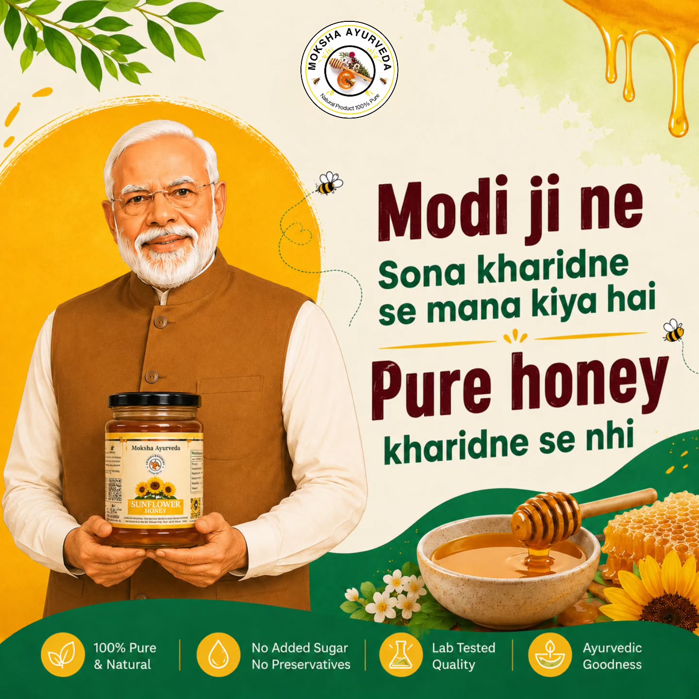Sona baad mein bhi aa sakta hai…
par health ka asli investment toh purity mein hota hai 🍯✨
Moksha Ayurveda Honey — naturally sweet, preservative-free, and made for every healthy home. 🌼🤍
.
.
.
.
.
#MokshaAyurveda #PureHoney #MokshaHoney #AyurvedicLiving #NaturalSweetness HealthyLifestyle
