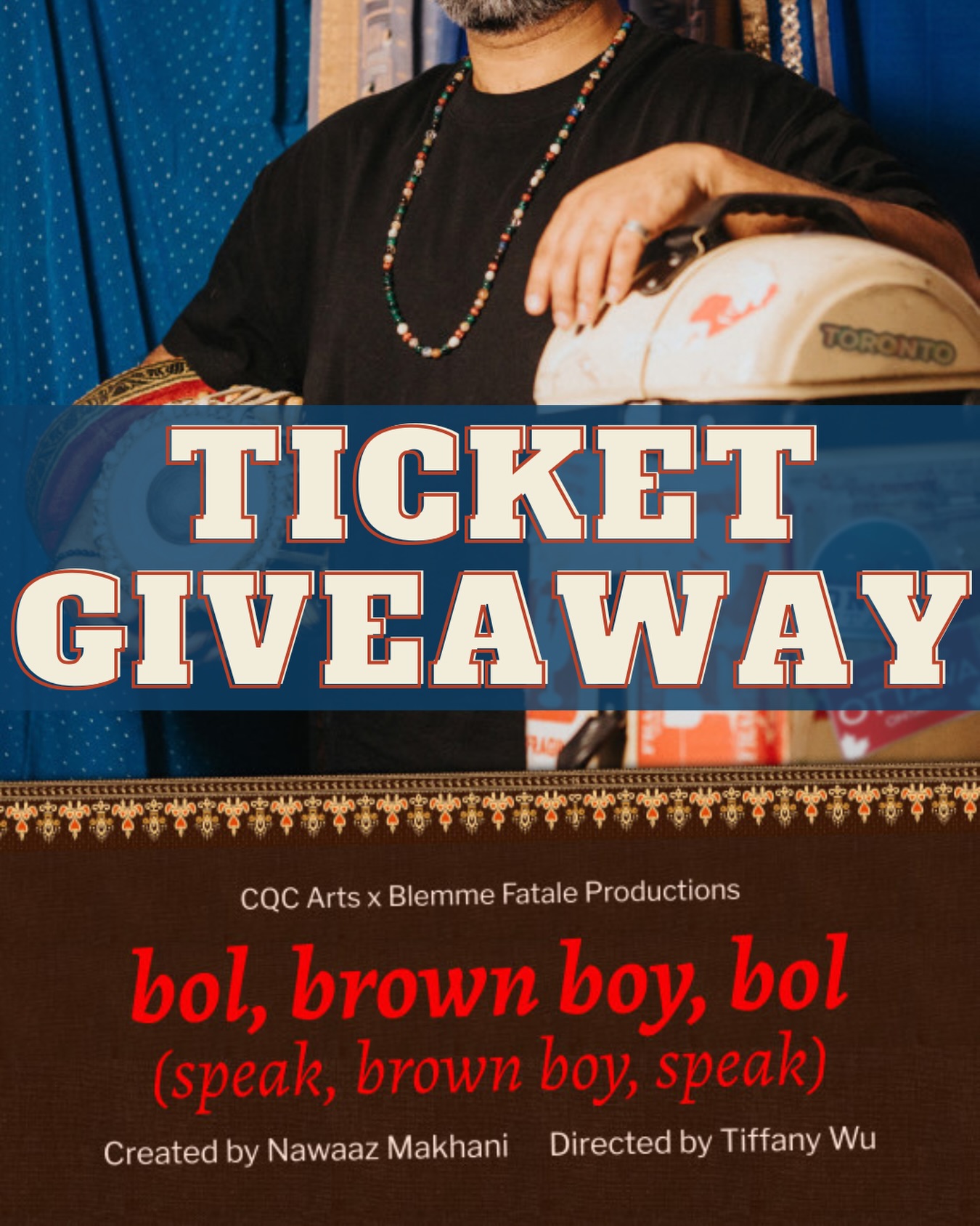 🎟️ TICKET GIVEAWAY!
We have 10 TICKETS to give for bol, brown boy, bol @bolbrownboybol taking place @thegrandlondon this Friday and Saturday (April 17 & 18) at 7:30pm. Ticket Giveaway winners will have the choice between performance dates.
🎭About the show: Twenty years of being a “coconut” has caught up to Nawaaz, who’s crashed into a dual crisis of identity and faith. Divine intervention sends him a musical Guru, who guides him on a journey towards self-acceptance and love.
How to enter the Ticket Giveaway:
♥️ like this post
💬comment why you want to experience bol, brown boy, bol
📝please note: one comment equals one entry, unlimited entries permitted
***Giveaway runs until Thursday, April 16, 2026 at 5pm***
🤩Best wishes to all who enter! The winners will be chosen by random draw and contacted after the giveaway closes on April 16 via direct message on Instagram. Messages will only come from this account. This ticket giveaway is not affiliated with Instagram.
📸: image sourced from @thegrandlondon