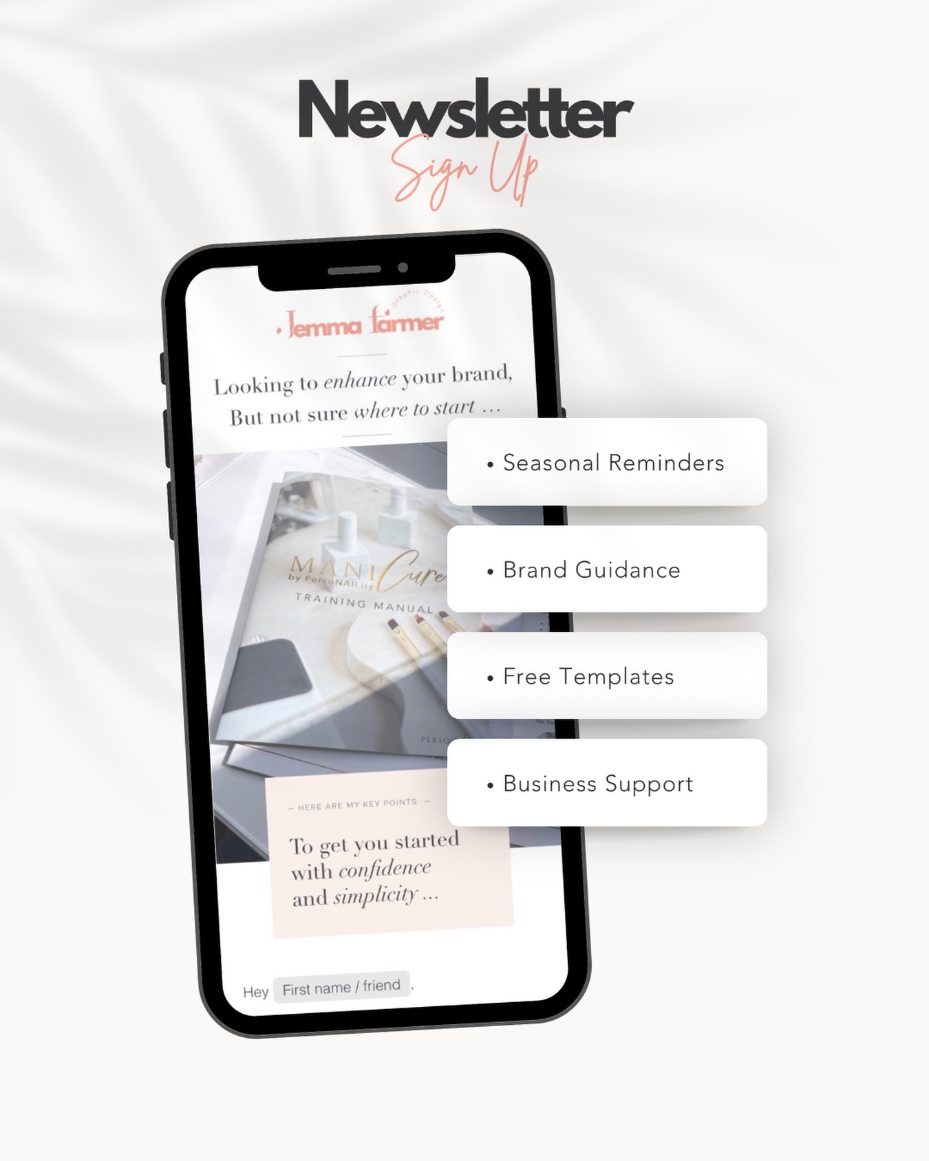 Have you signed up to receive newsletters? You can do this by visiting my website or following the link in my Instagram bio.
I promise not to spam your inbox, I really don’t have time for that, but I will drop reminders to give you a nudge with seasonal marketing, branding guidance and maybe the odd freebie where possible.
If there is anything you would find helpful in newsletters too please let me know, it always helps to have your input