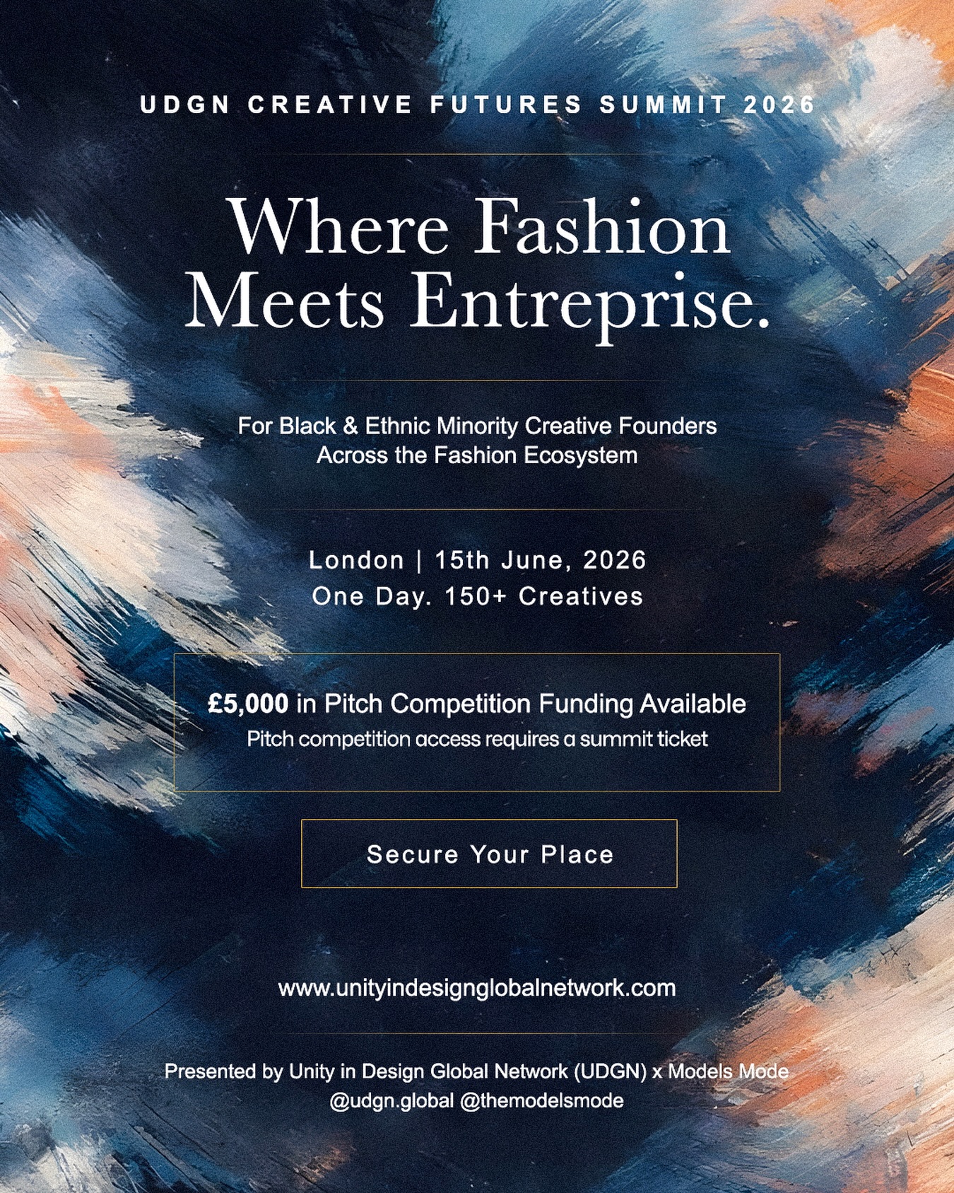 Access is everything in fashion
This is for creatives from ethnically diverse backgrounds across the fashion and wider creative industry who are serious about building sustainable careers.
Designers.
Stylists.
Models.
Fashion writers.
Photographers.
Creative directors.
Content creators.
Emerging founders building within fashion, media and culture.
If you’re trying to move from creative talent → real business, visibility and opportunity, this room is for you.
📍 London | 15th June 2026
📍 London College of Fashion
A one-day experience focused on:
• Building a commercially viable creative career
• Understanding funding and business structure
• Industry access and positioning
• Real conversations with designers, investors and industry leaders
💰 £5,000 Pitch Competition Fund Available
(Access requires a Pitch Ticket)
🎟️ Ticket Options:
• General Admission: £75
• Pitch Competition Access: £150
This is not just inspiration.
This is:
Access.
Positioning.
Industry insight.
Real opportunity.
If you’re ready to take your work seriously
be in the room.
Secure your place now:
www.unityindesignglobalnetwork.com
#LondonFashion #Opportunities