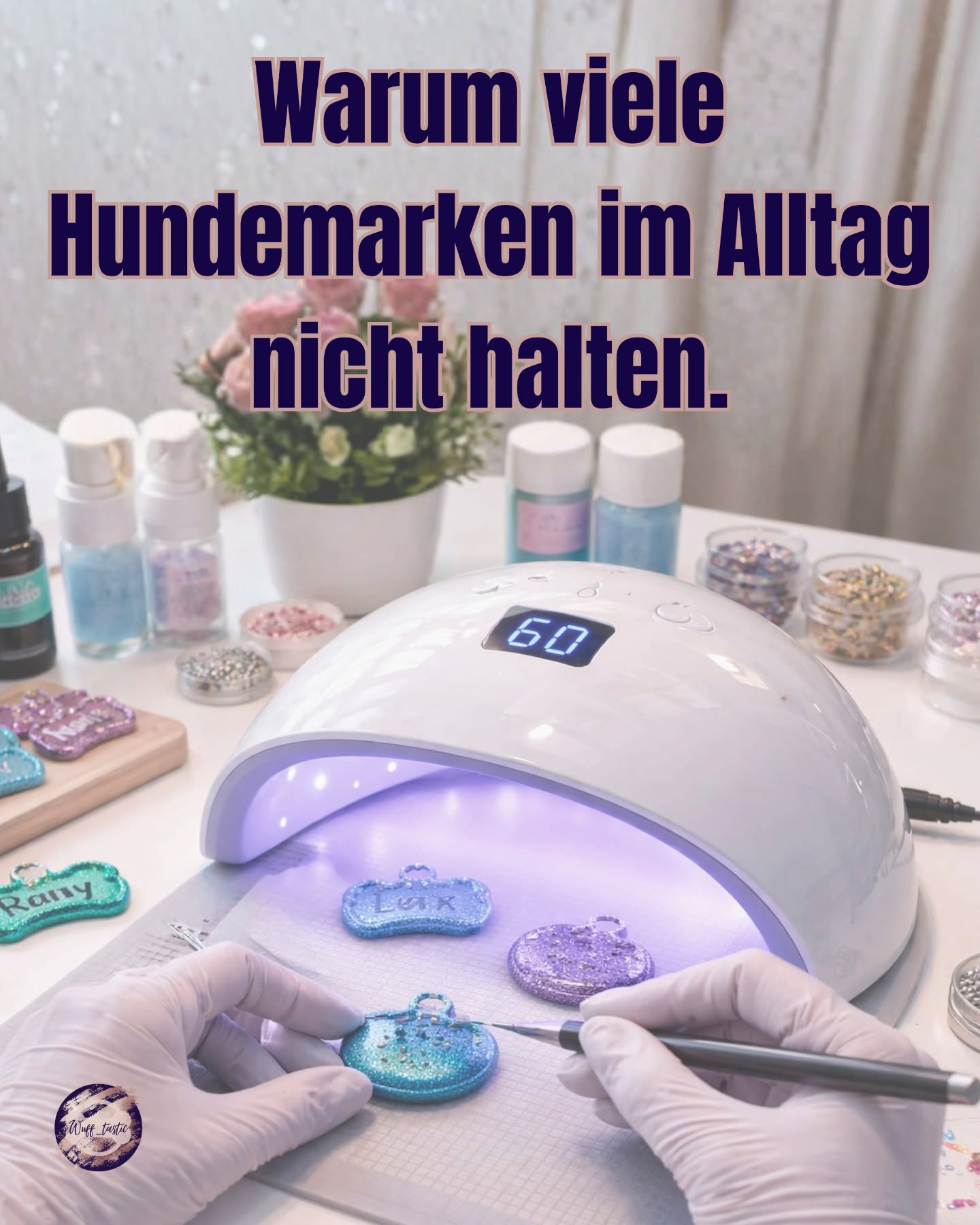 Wenn eine Hundemarke im Alltag schnell an Glanz verliert, vergilbt oder matt wird, liegt das selten nur am Design.
Oft spielen mehrere Faktoren zusammen:
• zu dünne Schutzschichten
• ungeeigneter Schichtaufbau
• starke Reibung im Alltag
• minderwertige Harzsysteme
•fehlender oder unzureichender UV-Schutz
Gerade Sonnenlicht kann Materialien über Zeit sichtbar verändern.
Was anfangs hochwertig wirkt, zeigt seine Qualität oft erst nach Wochen.
👉 Der Unterschied liegt nicht nur im Look, sondern im Aufbau dahinter
*Das Bild wurde mit KI erstellt und dient zur Veranschaulichung. Ich selbst nutze KEIN UV Resin für Eure Hundemarken.