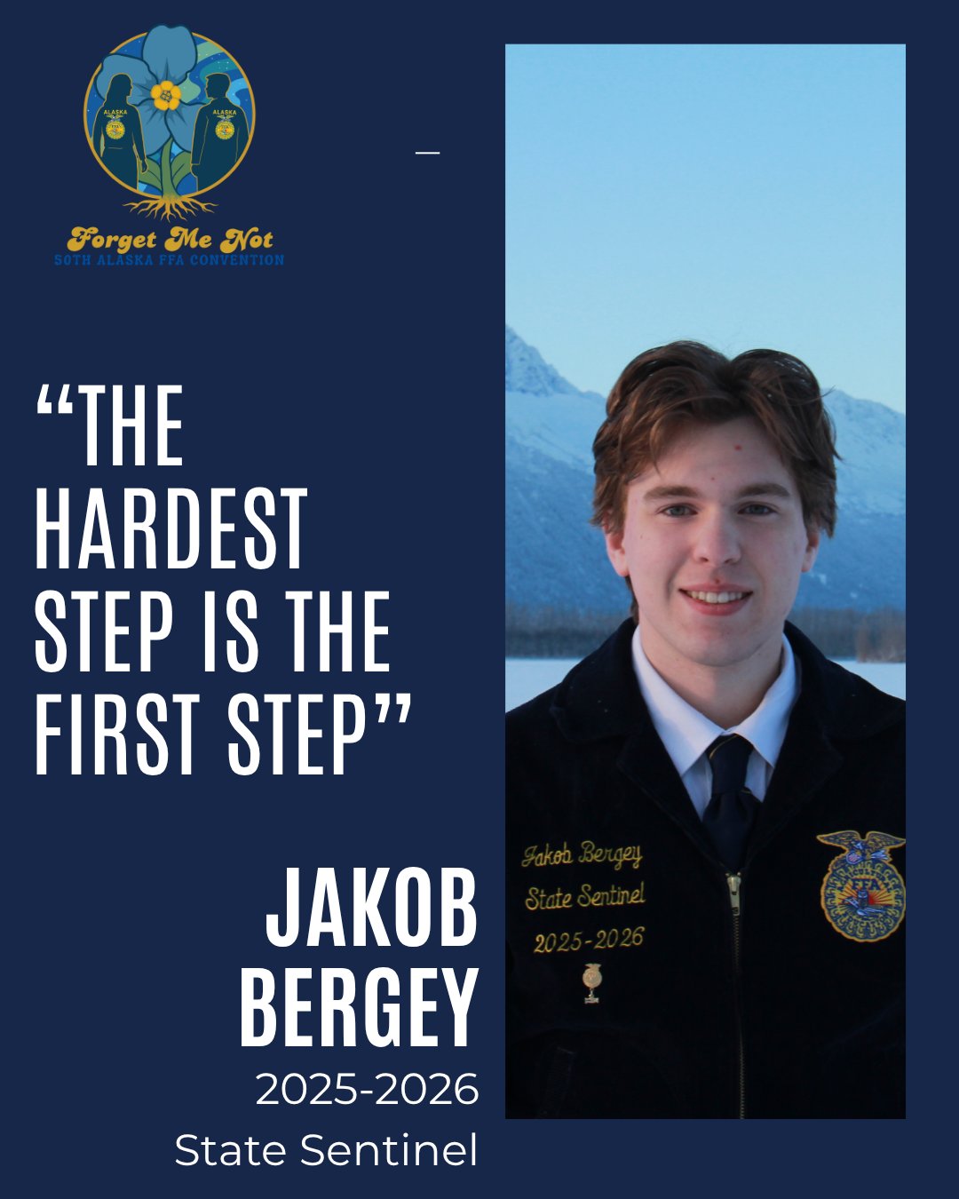 Thank you Jakob Bergey, for your year of service to this association! Alaska FFA, your 2025-2026 State Sentinel!