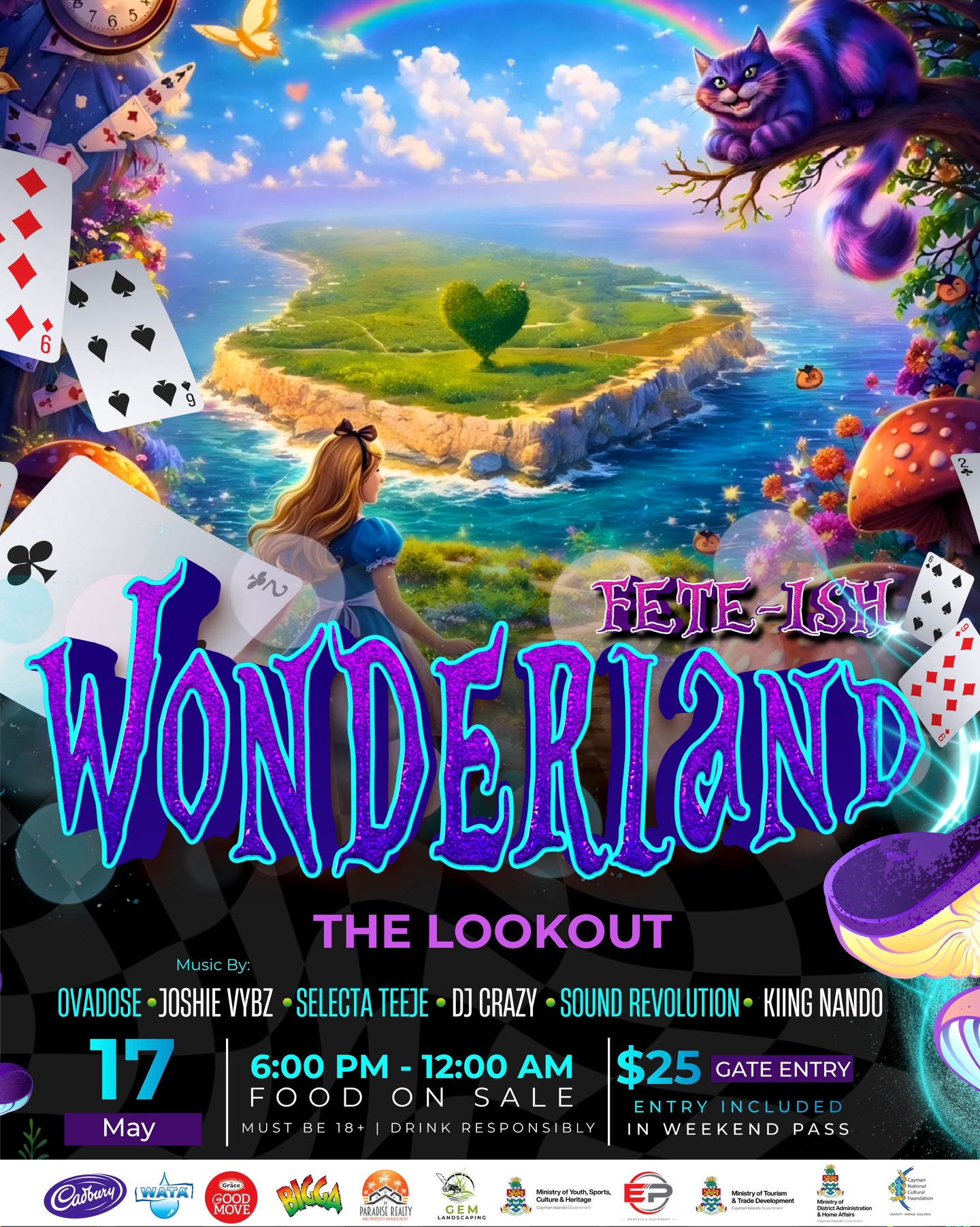 Step into the unexpected… 🗝️✨
Welcome to Fete-ish, Braccanal Wonderland — where fantasy meets vibes Cooler Fete!
🎶 Music by: Ovadose • Joshie Vybz • Selecta Teeje • DJ Crazy • Sound Revolution • Kiing Nando
📍 The Lookout
📅 May 17, 2026
⏰ 6PM – 12AM
🍴 Food on sale
💵 Cash Bar Onsite
🎟 $25 Gate Entry (included in weekend pass)
🔞 18+ | Drink responsibly
Walk through the keyhole and get lost in the magic 💫🔥
#bracanal#braccanal2026#braccanalcarnival