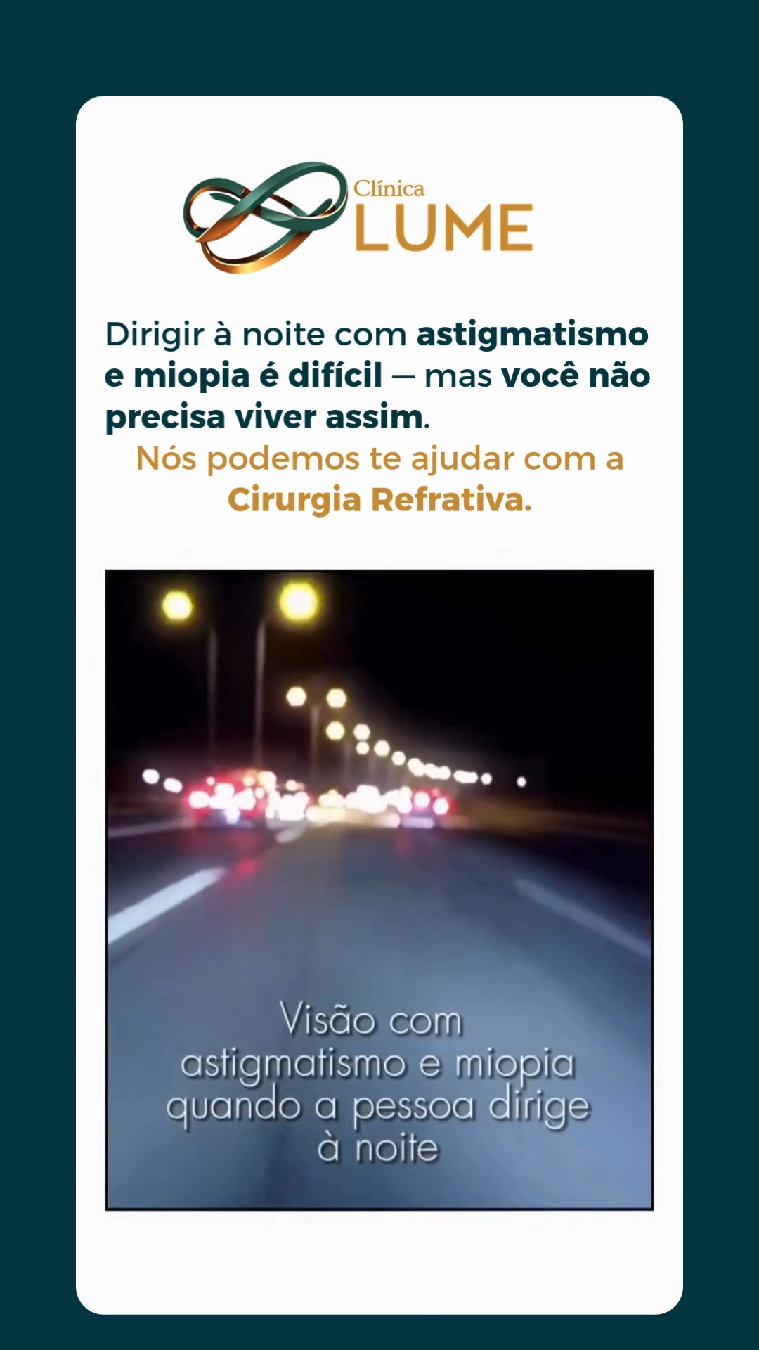 Dirigir à noite com astigmatismo e miopia pode ser desconfortável — luzes borradas, reflexos e insegurança. Mas você não precisa passar a vida enxergando assim.
Nós podemos te ajudar a conquistar mais liberdade com a cirurgia refrativa.