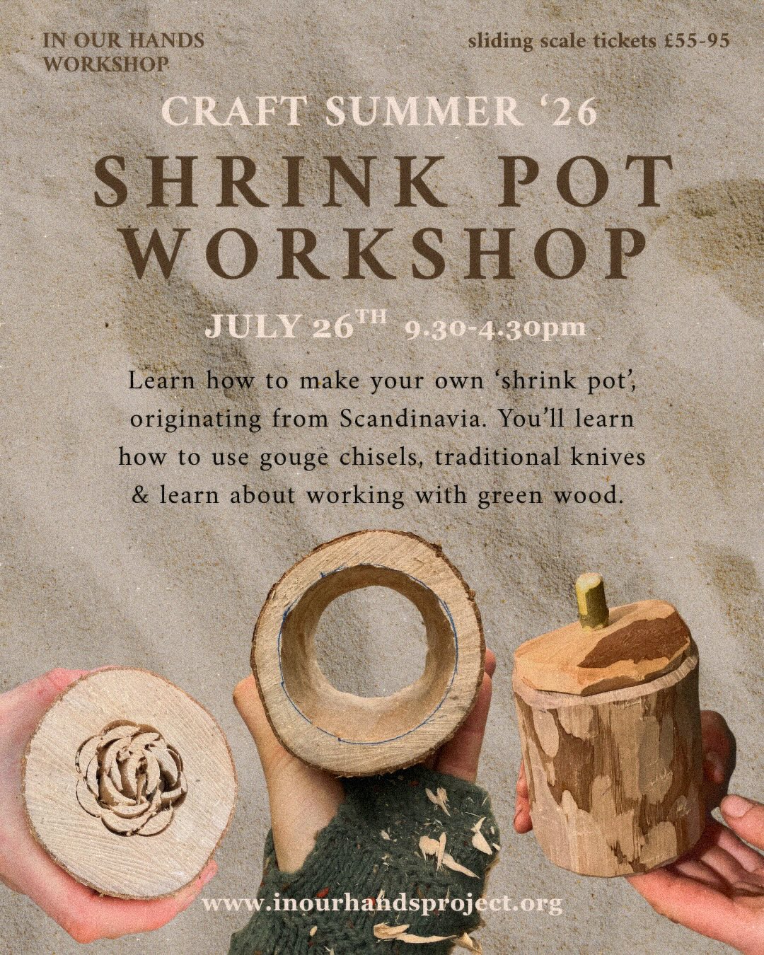 Shrink Pot Making Workshop! July 26th 🪵
We’re excited to announce the first workshop release of our Craft Summer ‘26, where current and visiting tutors will be teaching new and unique courses bringing you the joy and wonder of woodwork (and possibly more mediums!)
Taught by @owens___outdoors, Shrink pots originate from Scandinavia and are primarily used in the kitchen for dry goods or utensils but can have many purposes. Carved from locally sourced windblown wood. It’s a great introduction to greenwood work.
Using traditional hand tools and a drill, we will hollow out a greenwood log and then fit a seasoned wood base inside it. This will create a pot/container as the greenwood dries out the base will become secure.
We will cover drying techniques for when your shrink pot is drying at home as wood is an unpredictable material.
Finally, we will cover finishing and refining your shrink pot further when it’s finished drying and how to choose the right wood to make more.
Link in bio! Or find on our website at the bottom of the greenwood/spoon carving page!
#greenwood #woodcarving #woodcraft #sustainabletimber #workshop