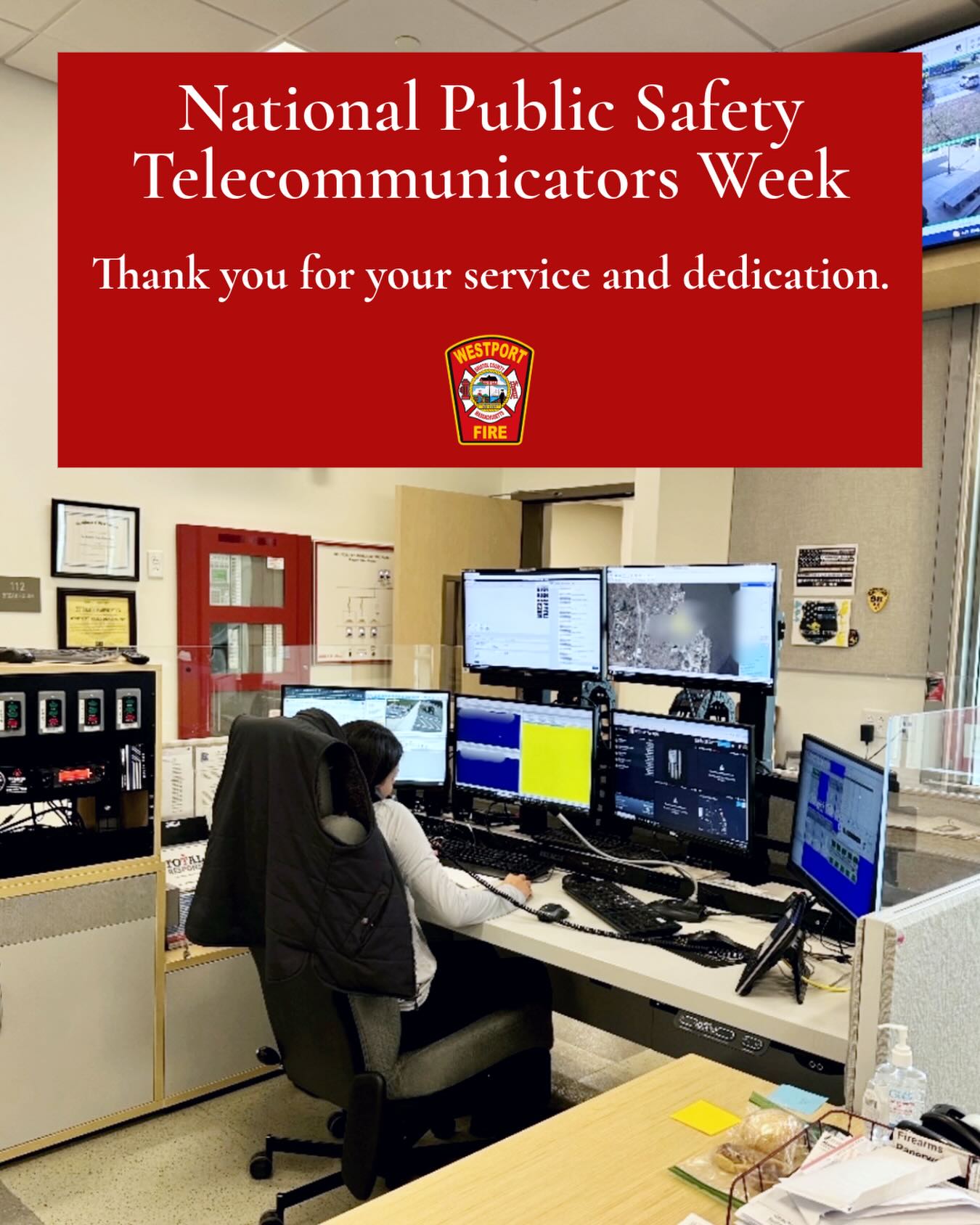 🚒 National Public Safety Telecommunicators Week (NPSTW) is held annually during the second full week of April (April 12–18, 2026) to honor emergency dispatchers and communications personnel for their commitment, service, and sacrifice. It recognizes the “first” first responders who provide vital, calm assistance to the public and emergency personnel 24/7/365.
🚑 The members of the Westport Fire Department would like to thank the town’s E911 dispatchers for their hard work and dedication to duty, not only this week, but every week.
#westportma