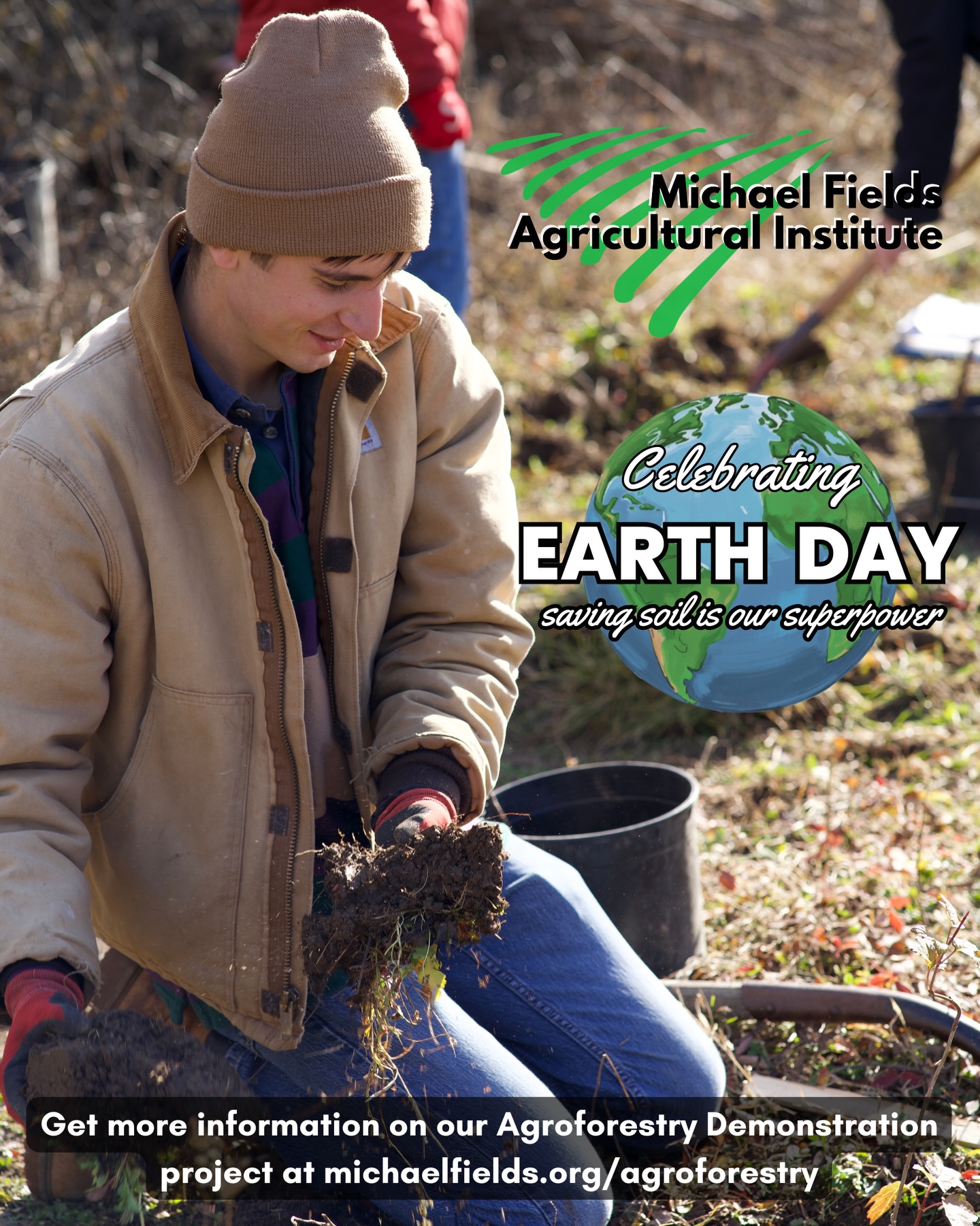 Celebrate Earth Day by making a donation to Michael Fields Agricultural Institute’s Spring Fund Drive: “Planting Seeds for a Regenerative Future.” Support programs like our “Showcasing Agroforestry In SE Wisconsin” demonstration site project.
MFAI Research Technician Nolan Burkard is heading up our agroforestry plantings in Milwaukee, Burlington, and Elkhorn this year. Stay tuned for how you can get involved!
And please GIVE at michaelfields.org/donate.