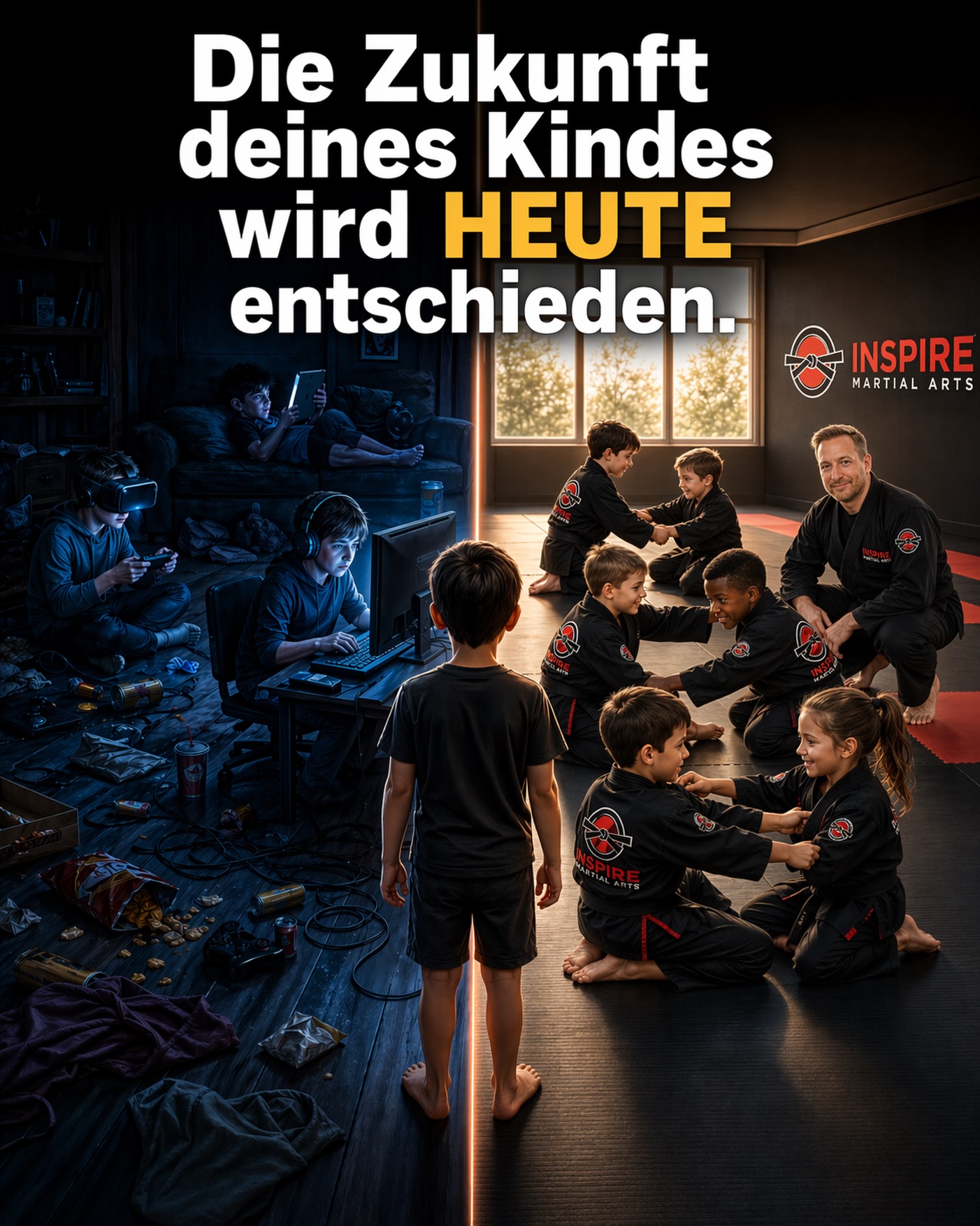 Die Zukunft deines Kindes wird heute entschieden.
Kinder wachsen nicht nur durch das auf, was wir ihnen sagen.
Sie wachsen durch das, was sie täglich erleben.
Zwischen Bildschirm, Ablenkung und Stillstand auf der einen Seite
und Bewegung, Mut, Respekt und Selbstvertrauen auf der anderen Seite
liegt oft nur eine Entscheidung.
Bei INSPIRE Martial Arts lernen Kinder nicht nur Techniken.
Sie lernen, aufzustehen.
Sie lernen, sich zu behaupten.
Sie lernen, dranzubleiben, auch wenn es schwer wird.
Sie lernen, anderen mit Respekt zu begegnen und sich selbst mehr zuzutrauen.
Unser Unterricht ist mehr als Kampfkunst.
Er ist ein Weg zu mehr Stärke, Fokus, Disziplin und Selbstvertrauen.
Denn jedes Kind trägt Potenzial in sich.
Manchmal braucht es nur den richtigen Ort, die richtigen Lehrer und eine Gemeinschaft, die daran glaubt.
INSPIRE Martial Arts Detmold
Für Kinder, die stark durchs Leben gehen sollen.
📍 Detmold
🥋 Kampfkunst. Selbstverteidigung. Persönlichkeitsentwicklung.
🔥 Lebe dein bestes Leben. #inspiremartialarts #detmold #kampfkunst #selbstverteidigung #zukunftbeginntjetzt