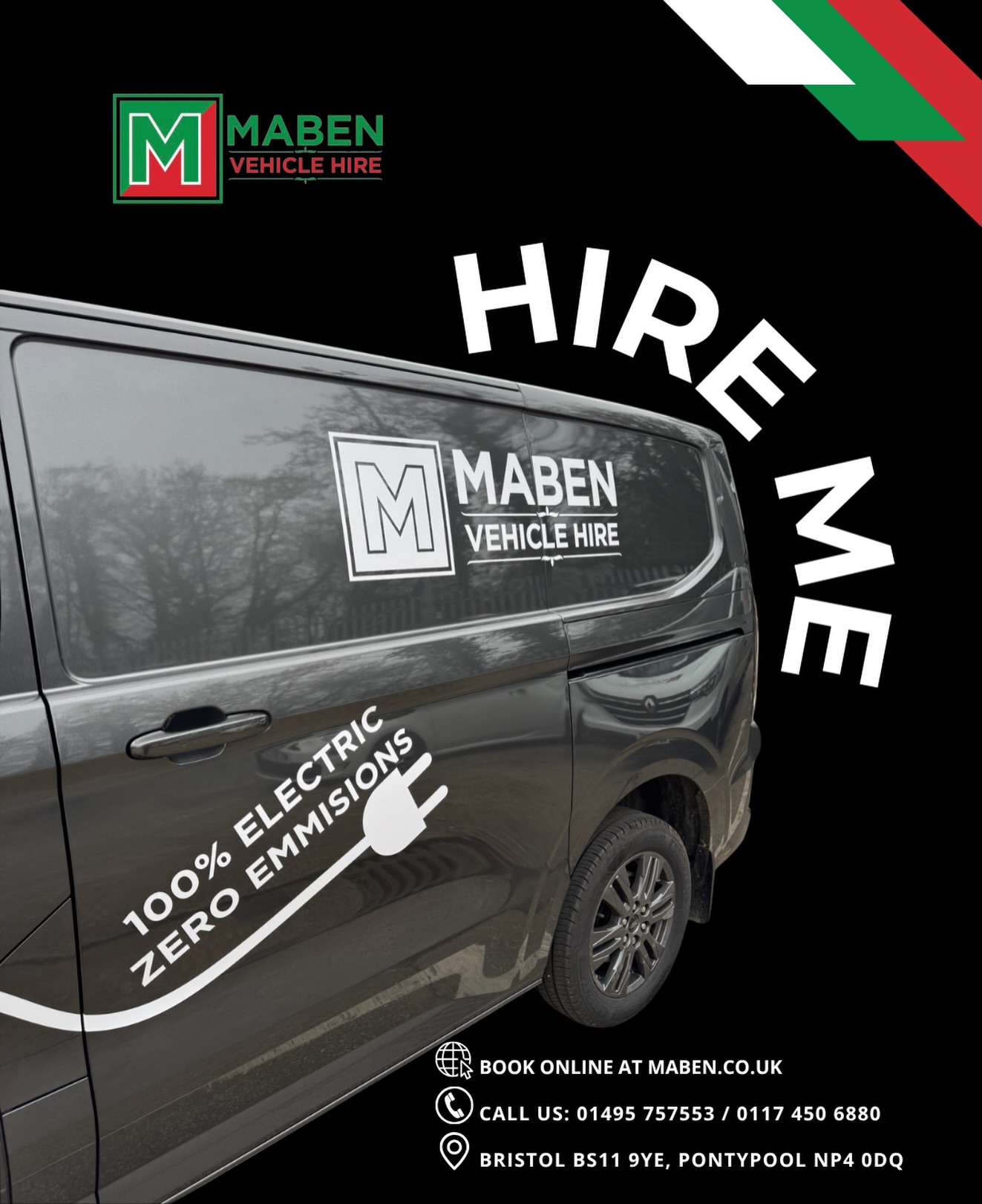 Go Clean, Go quiet, and cost-efficient — Our electric van hire is the smarter way to drive. 🚐
Perfect for business or personal use, with zero emissions and maximum reliability.
GET IN TOUCH 👍🏼
📞 0117 450 6880 (Bristol)
📞 01495 757553 (Pontypool)
📩 rental@maben.co.uk
📲 Book online
📍 UNIT 4, ST ANDREWS TRADING ESTATE, THIRD WAY, AVONMOUTH, BS11 9YE
📍 PONT-Y-FELIN ROAD, NEW INN, PONTYPOOL, NP4 0DQ
#ElectricVan #VanHire #EcoFriendly #BristolBusiness #Pontypool