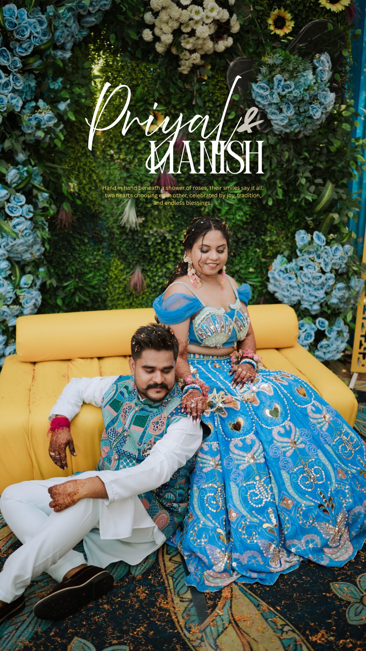 Painting the town blue (and yellow!) with the perfect pair: Priyal & Manish💛
#ajitguptaphotography #haldi #couple #carnival #fun