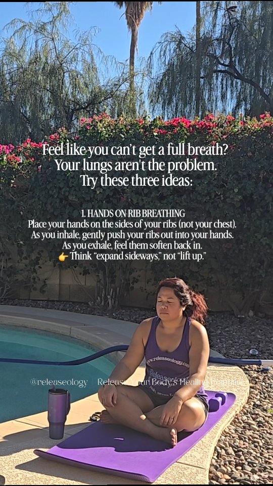 Thatās not a lung issueāitās a control + safety issue.
Your system is limiting how much expansion it allows.
You might notice:
⢠Sighing often
⢠Feeling like your breath is āstuckā
⢠Breathing mostly into your chest instead of your ribs
Try these 3 things:
1. Hands-on rib breathing
Place your hands on the sides of your ribs (not your chest).
As you inhale, gently push your ribs out into your hands.
As you exhale, feel them soften back in.
š Think āexpand sideways,ā not ālift up.ā
2. Stimulate your sense of smell (olfactory nerve)
Grab something with a noticeable scent (coffee, essential oils, citrus).
Take slow, gentle inhales through your nose.
š This helps wake up brain-body signaling and can improve breathing control.
3. Long slow exhales
Inhale through your nose for ~4 seconds
Exhale slowly through your mouth for ~6ā8 seconds
š The exhale is what tells your nervous system itās safe to relax
If you try one of these and it actually helpsā¦
thatās your nervous system saying āI like thisādo more of that.ā
If those didnāt work for you⦠that doesnāt mean nothing will. It just means your nervous system needs something more specific. I have a full library of exercises, and more importantlyāI know how to test what your body actually responds to. Comment BOOK NOW and weāll figure out exactly what your system needs
