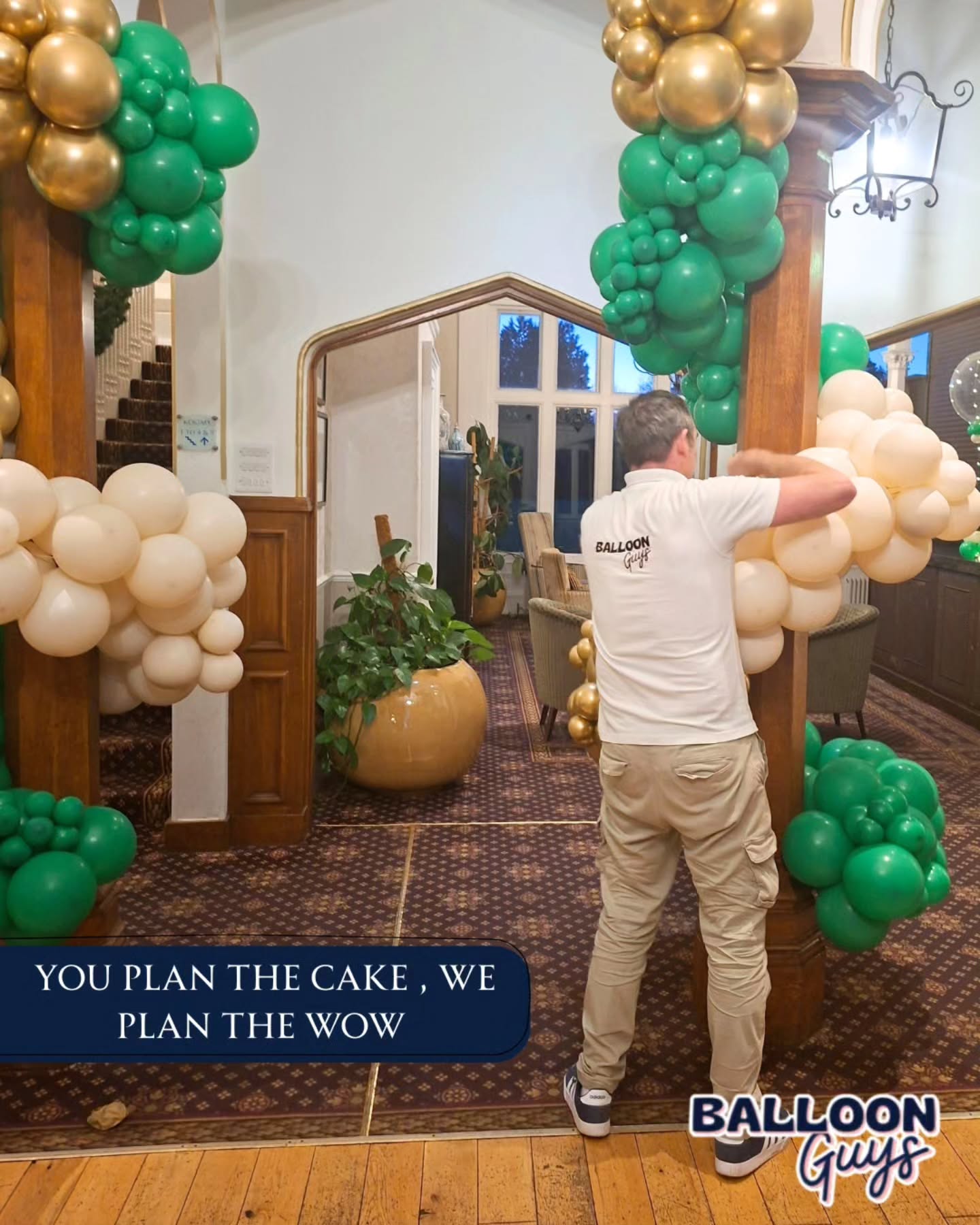 ✨ Let Balloon Guys bring the WOW to your next event! 🎉
Imagine walking into your venue and seeing spectacular twisted balloon garlands perfectly matching your colour scheme – just like the emerald green, gold, and cream ones Guy is meticulously installing on these wooden columns! 💚✨
Choosing the right colours and designs can make all the difference, making any venue truly your own.
🏡 With our professional balloon decoration services, you don't have to worry about a thing.
We understand that you plan the cake, and you've got enough on your plate!
So let Balloon Guys handle the decoration, ensuring everything is flawless and Instagram-ready.
We do it all for you, from the first twist to the final touch.
Sit back, relax, and have a fabulous time at your party knowing that the atmosphere is completely taken care of.
Your dream decoration is just a call away.
Sales@balloonguys.co.uk
#balloonspirals #balloontwisting #balloondecorations #venuedressing #spiral