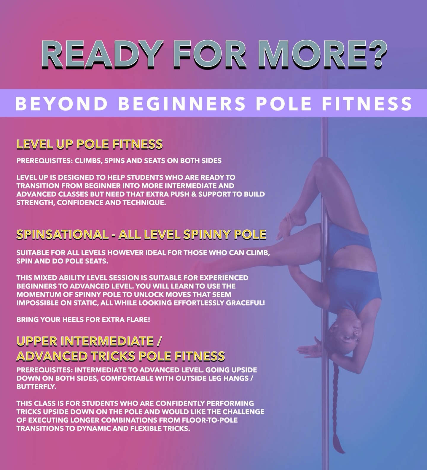 Feeling confident and ready to level up?
We are here to challenge you, build your strength and take your skills to the next level! 💪
Whether you’re perfecting your inverts, transitioning into longer tricks or spinning your way to success - there’s a class for you 🤩 Let’s take the next steps, click the link in our bio to book 📶