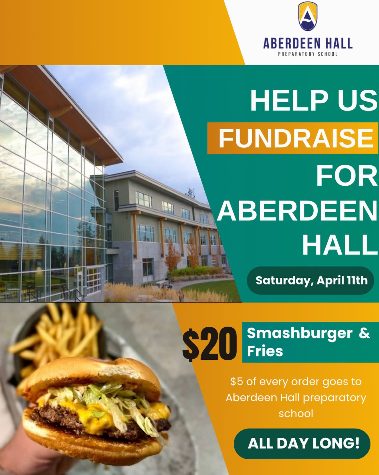 💥$5 OF EVERY SMASH BURGER ODER GOES TO ABERDEEN HALL💥
Tomorrow, April 11th - join us in supporting our local Kids and Youth!
🍔🍟 $20 Smash burger and Fries - ALL DAY LONG!!!
Come in and bring your crew, support local youth