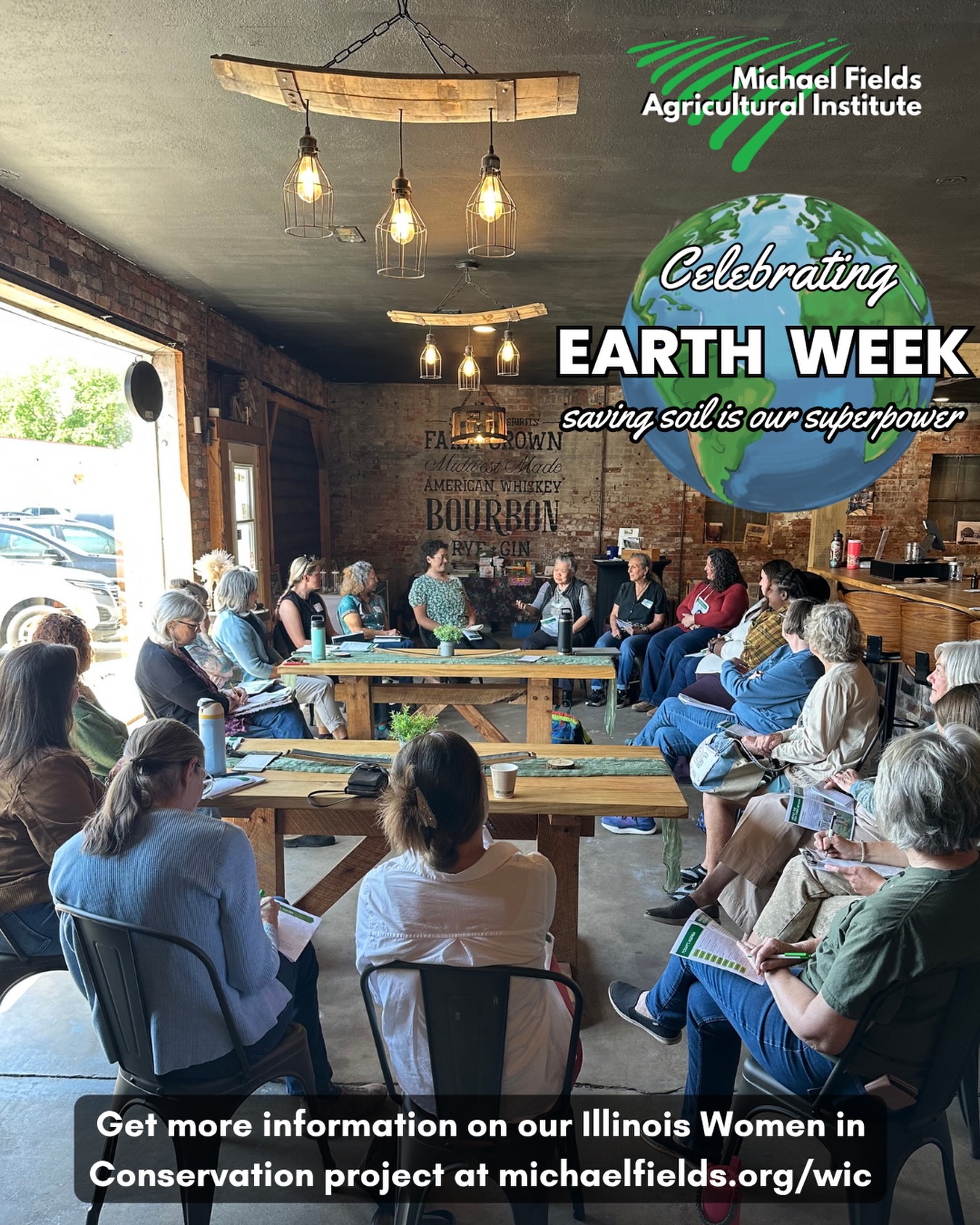 Happy Earth Week! Yesterday, on Earth Day, MFAI launched a brand new grower network - Illinois Women in Conservation. With collaborators at @thelandconnection and @conservemchenrycounty and @wiwomenconservation, we had a great first event at @silvertreespirits in Paxton, IL.
Thank you to all the organizers and the 30 inspiring women who attended. They are ready to do more outreach and bring more support to conservation-focused neighbors. Can you help us facilitate this amazing new initiative? Give to our Spring Fund Drive and “Plant Seeds for a Regenerative Future” at michaelfields.org/donate!
