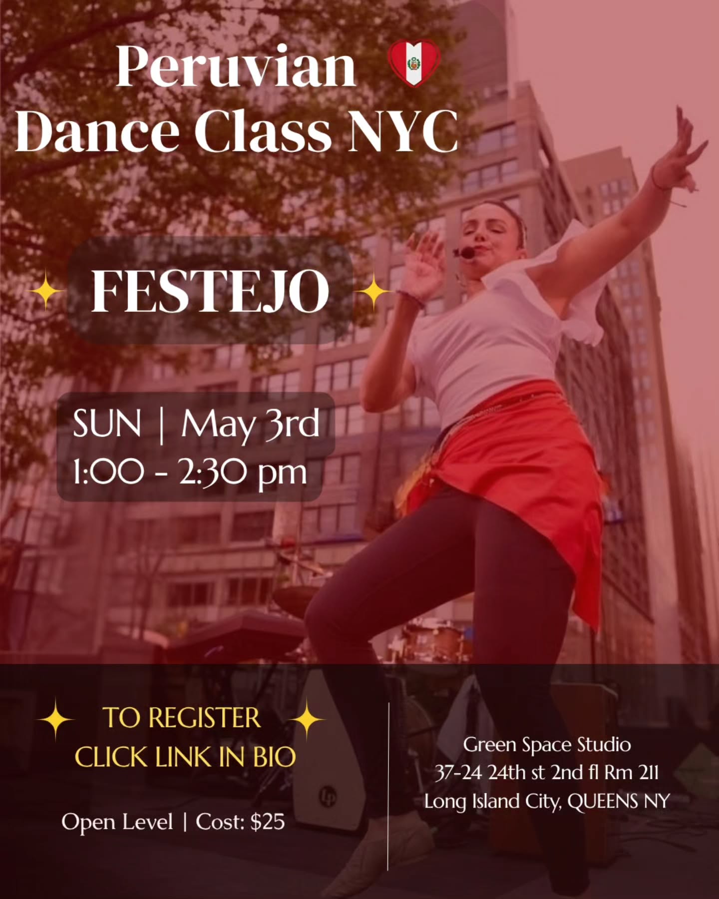 Hola mi genteeee! 💃🏽❤️ 🇵🇪 I'm excited to teach Festejo on May 3rd ! Guess what? It's the weekend right before mi cumpleaños 🥳 so ya tu sabes! I'm bringing FULL jarana energy up in there! 😘
❤️💃🏽 The last class was amazing, full of love, rhythm & ancestral JOY. I know our community (especially now) needs to move, release, ground, reconnect, and heal. Como siempre digo : Dance is medicine - Dance is memoria - Dance is liberation 💯 So let's boogie !
VAMOS PA YA!
✅️ LINK IN BIO TO REGISTER
When: SUNDAY MAY 3rd
Time: 1:00 pm - 2:30 pm
Where: 37-24 24th St, room211, Long Island City, NY 11101
Cost: $25
How to register: link in my bio or dm me for link
Questions? Email to kaypachadance@gmail.com
I'll see you on the dance floor !
A bailar con amor, conciencia, ritmo y sabor 💃🏽❤️🇵🇪
#kaypachadance #festejonyc #festejoclass #afroperuviandance #teamoperu