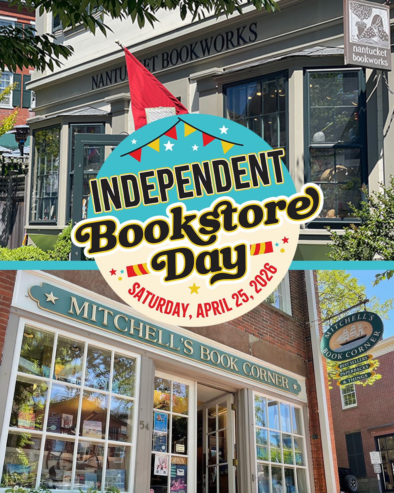It’s @indiebookstoreday this weekend on Saturday April 25th and here on Nantucket we have 2 reasons to celebrate: Mitchell’s Book Corner and Nantucket Bookworks!
Not on island? You can support us online at nantucketbookpartners.com by getting a new book to read this spring, pre-ordering one of our upcoming special autographed copies, or checking out our bookstore merchandise. Thank you for your support of our island indie bookstores today and everyday!