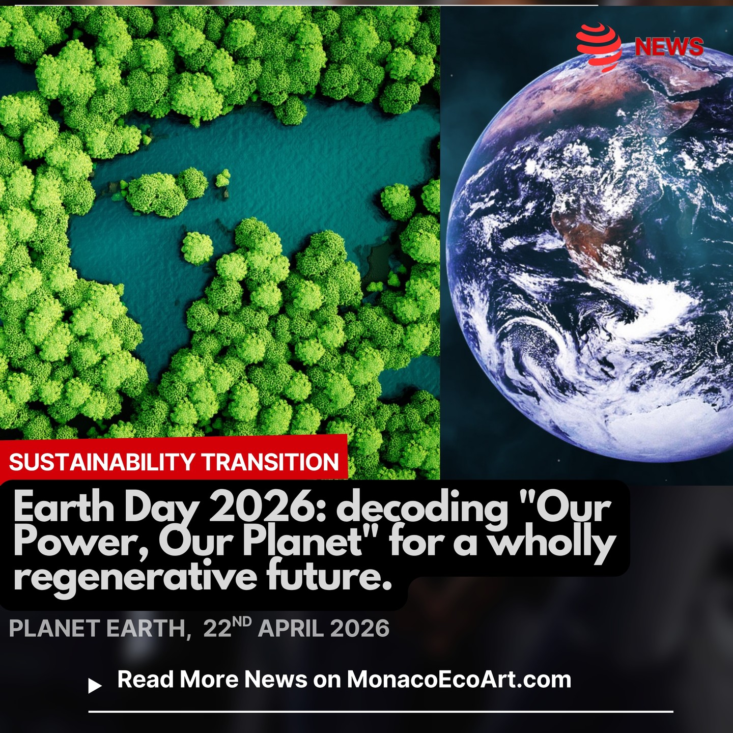 ✒🇲🇨 MONACŒCOART®
🌎🌍🌏 SUSTAINABILITY TRANSITION
🔹ANNIVERSARY
🇬🇧🇺🇸 Earth Day 2026: decoding "Our Power, Our Planet" for a wholly regenerative future.
🇫🇷 Jour de la Terre 2026 : décodage de « Notre puissance, notre planète » pour un avenir entièrement régénératif.
🇮🇹 Giornata della Terra 2026: decodificare "Il nostro potere, il nostro pianeta" per un futuro totalmente rigenerativo.
🇪🇸 Día de la Tierra 2026: descodificar "Nuestro poder, nuestro planeta" para un futuro totalmente regenerativo.
Read the full text of the article at: www.monacoecoart.com
#BiodiversityConservation #ecosystem #sustainability #economy #science #energy #makers #solutions #community #engagement #change #planet #protection #policy #global #leaders #earth #warming #day #decade #power #events #earthday2026 📸 Contents and Layout: © MonacoEcoArt.com - @earthdaynetwork